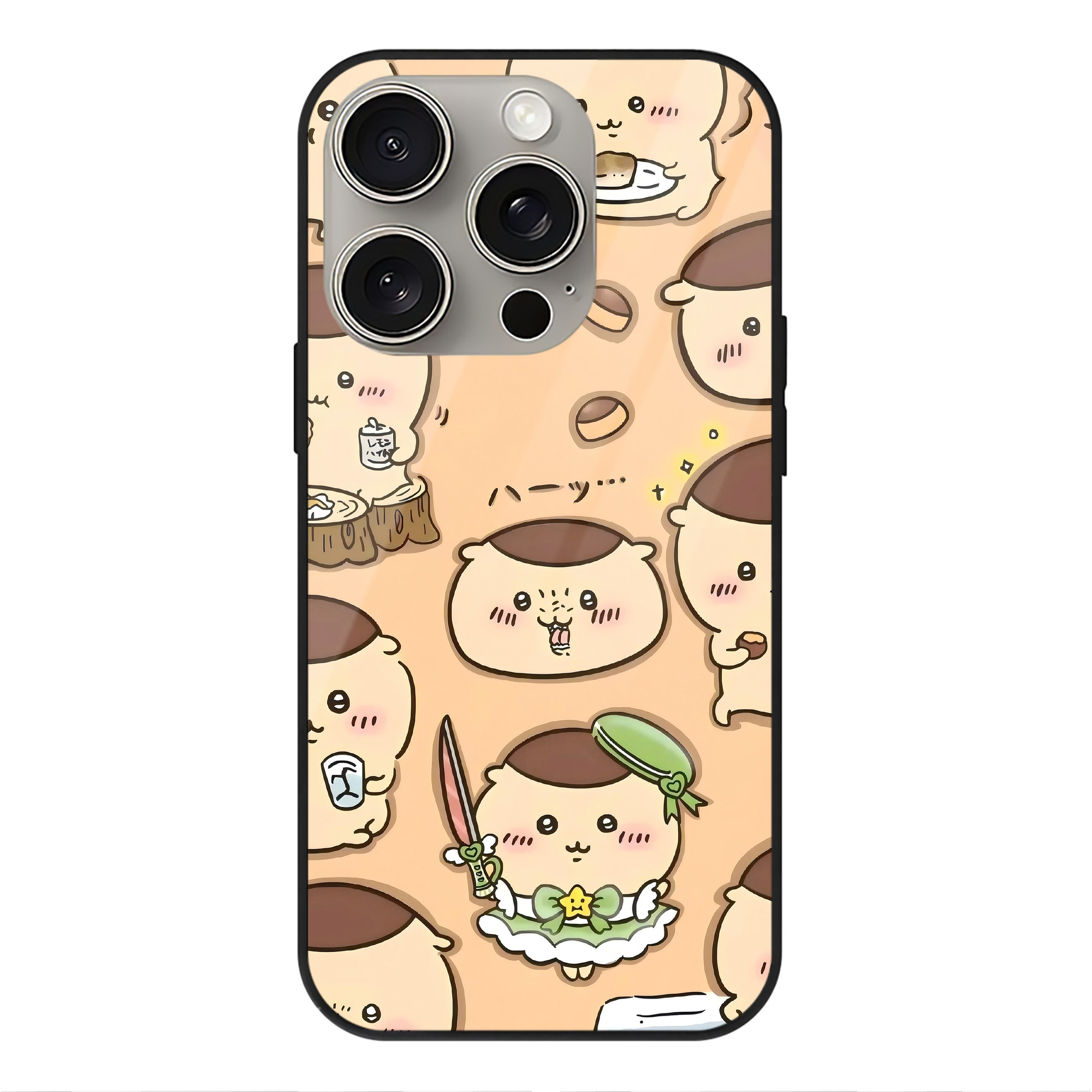 （画像用） ちいかわ Chii-kawa 【iPhone15Pro対応】スマホケース 耐衝撃＆黄変防止 背面ガラス