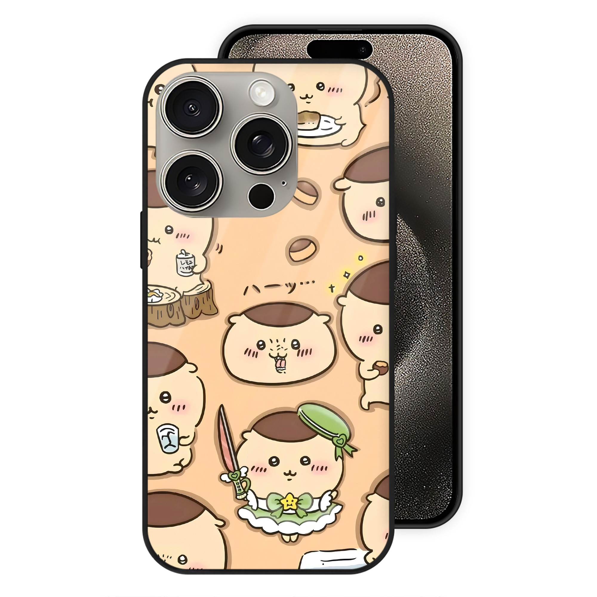 （画像用） ちいかわ Chii-kawa 【iPhone15Pro対応】スマホケース 耐衝撃＆黄変防止 背面ガラス