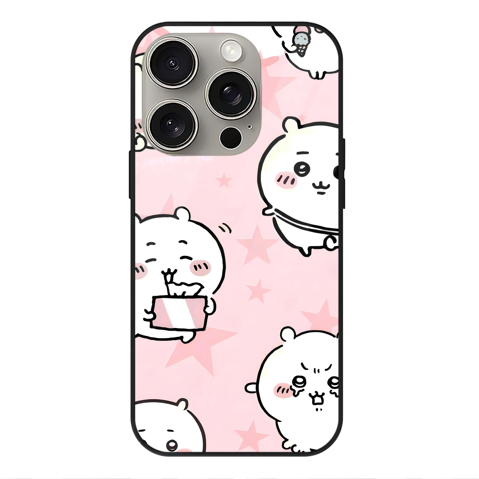 （画像用） ちいかわ Chii-kawa 【iPhone15Pro対応】スマホケース 耐衝撃＆黄変防止 背面ガラス