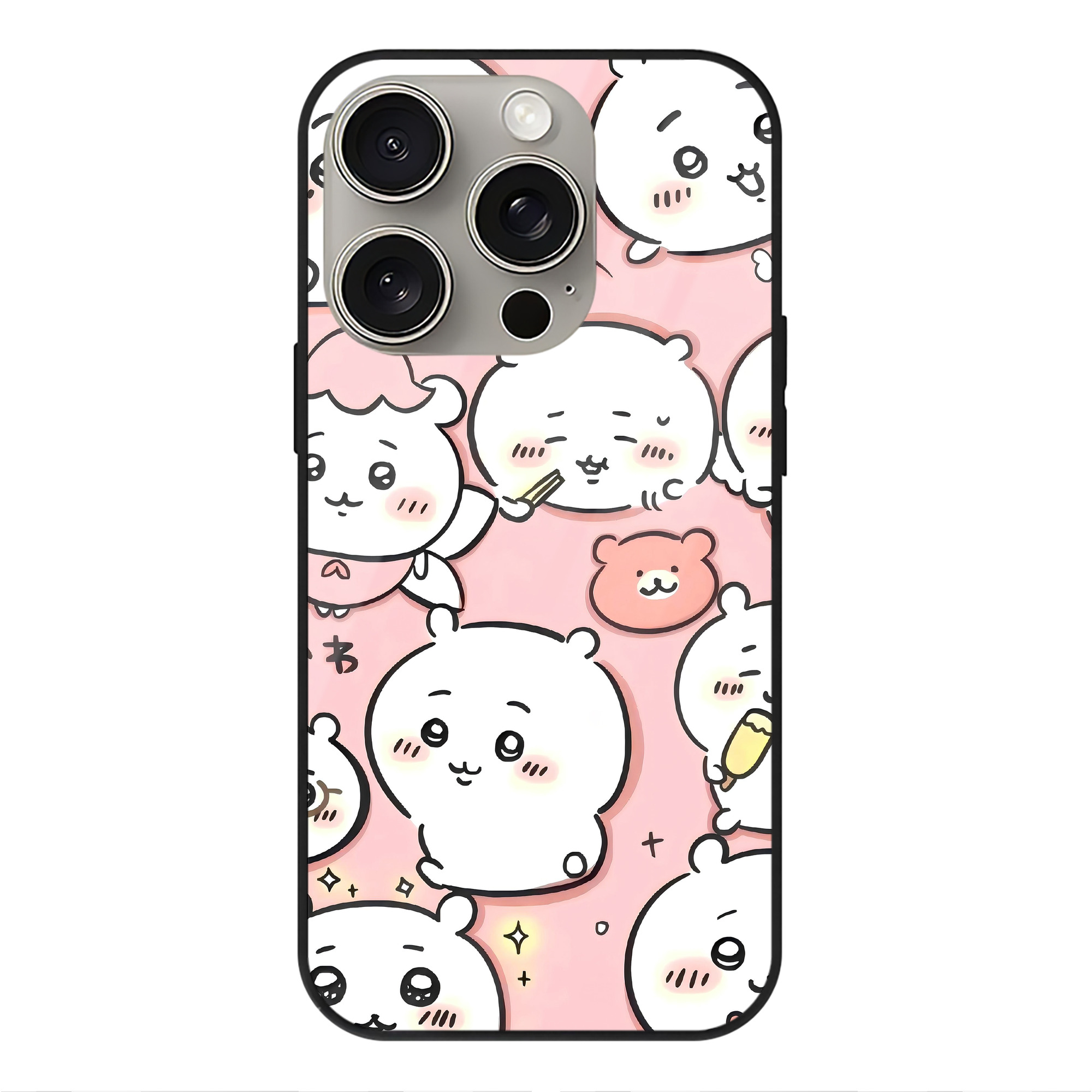 （画像用） ちいかわ Chii-kawa 【iPhone15Pro対応】スマホケース 耐衝撃＆黄変防止 背面ガラス