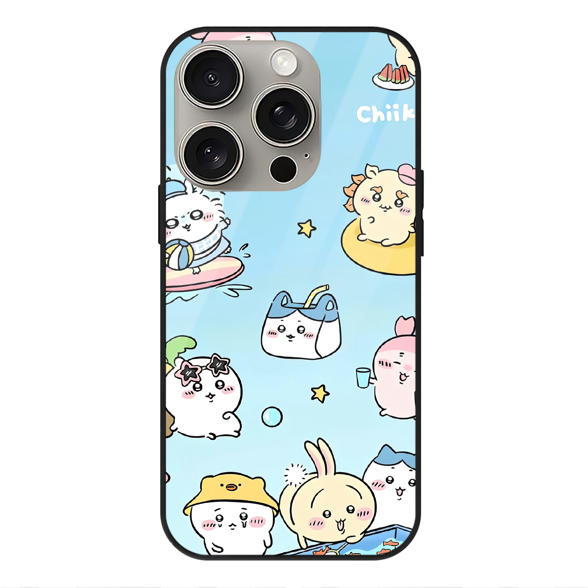 （画像用） ちいかわ Chii-kawa 【iPhone15Pro対応】スマホケース 耐衝撃＆黄変防止 背面ガラス