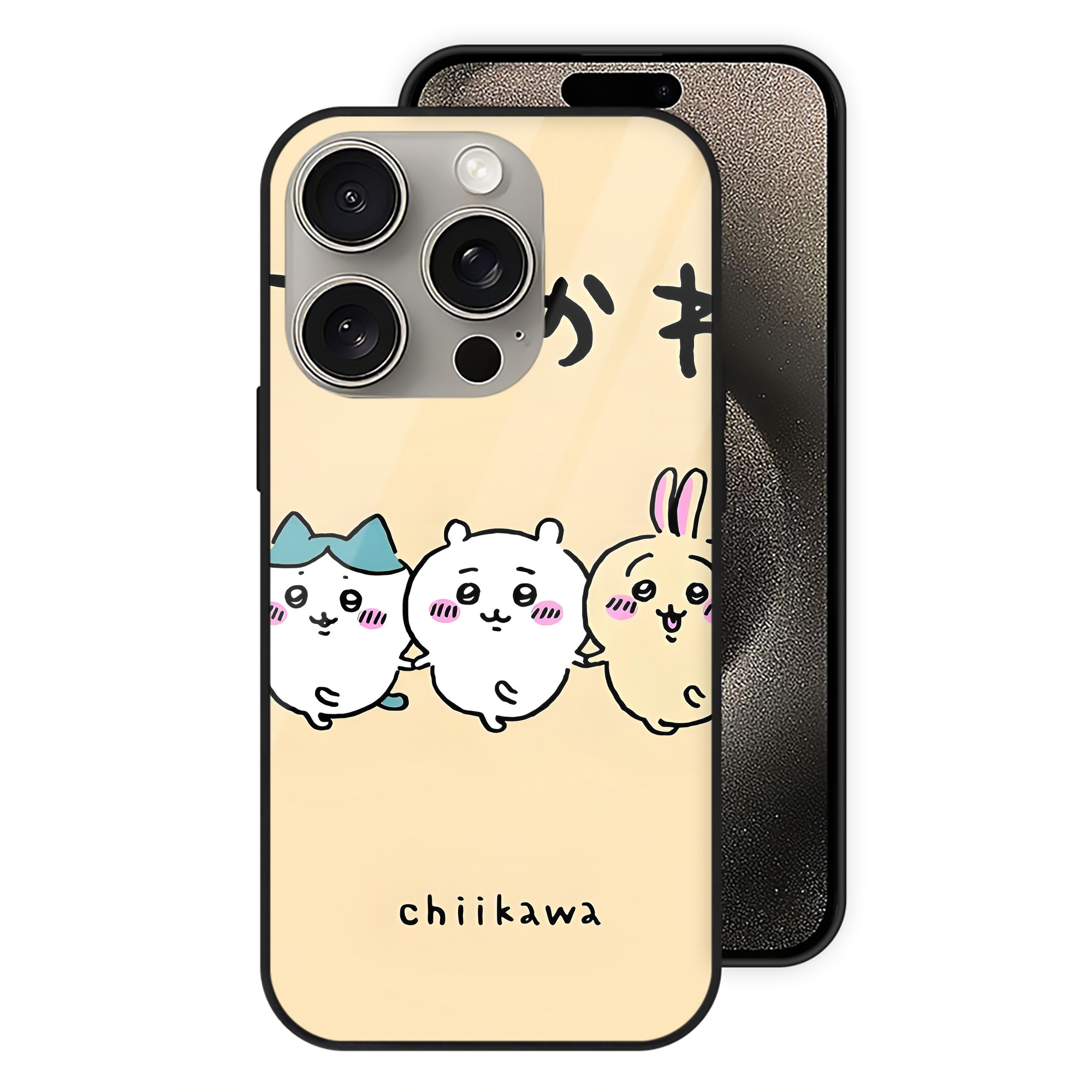 （画像用） ちいかわ Chii-kawa 【iPhone15Pro対応】スマホケース 耐衝撃＆黄変防止 背面ガラス