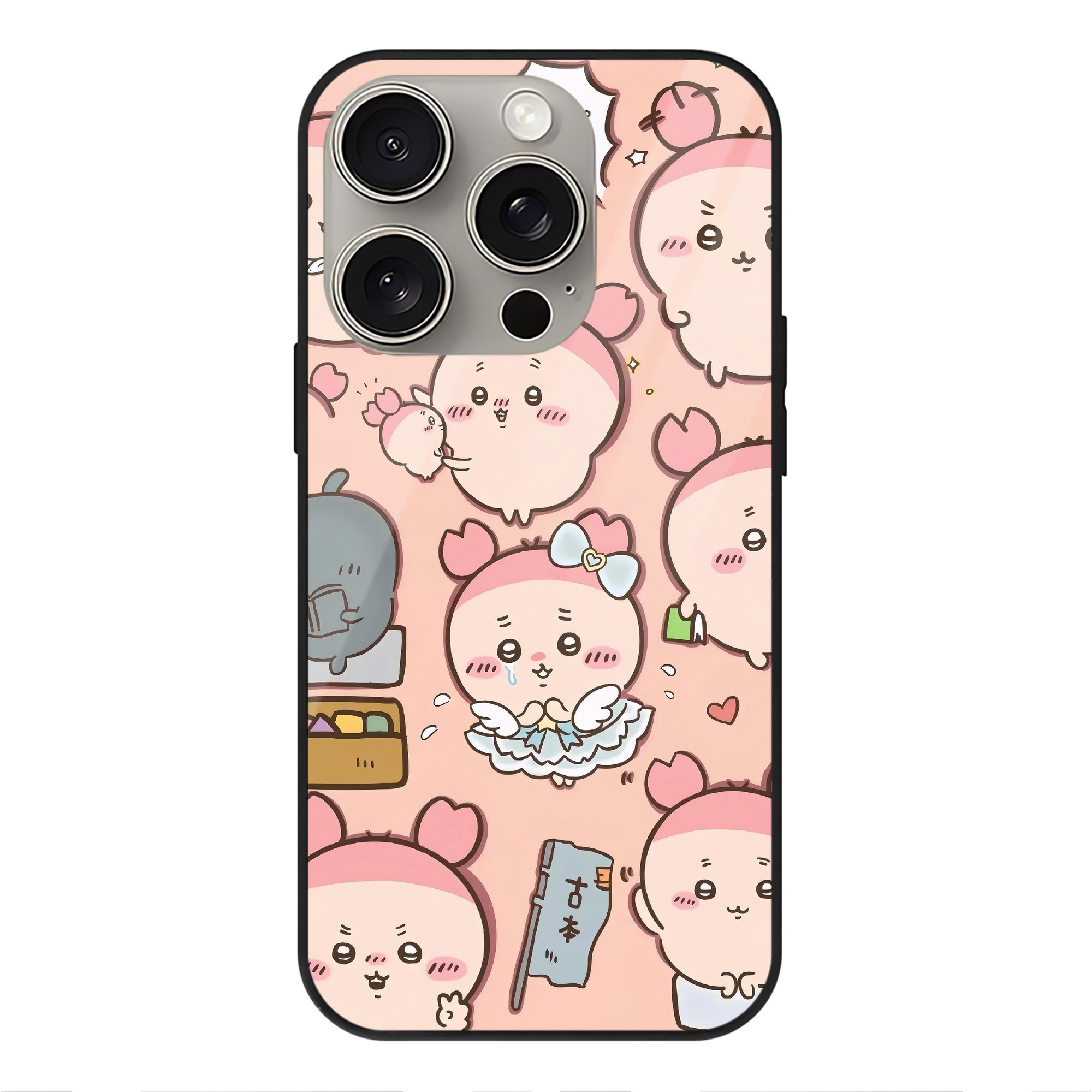 （画像用） ちいかわ Chii-kawa 【iPhone15Pro対応】スマホケース 耐衝撃＆黄変防止 背面ガラス