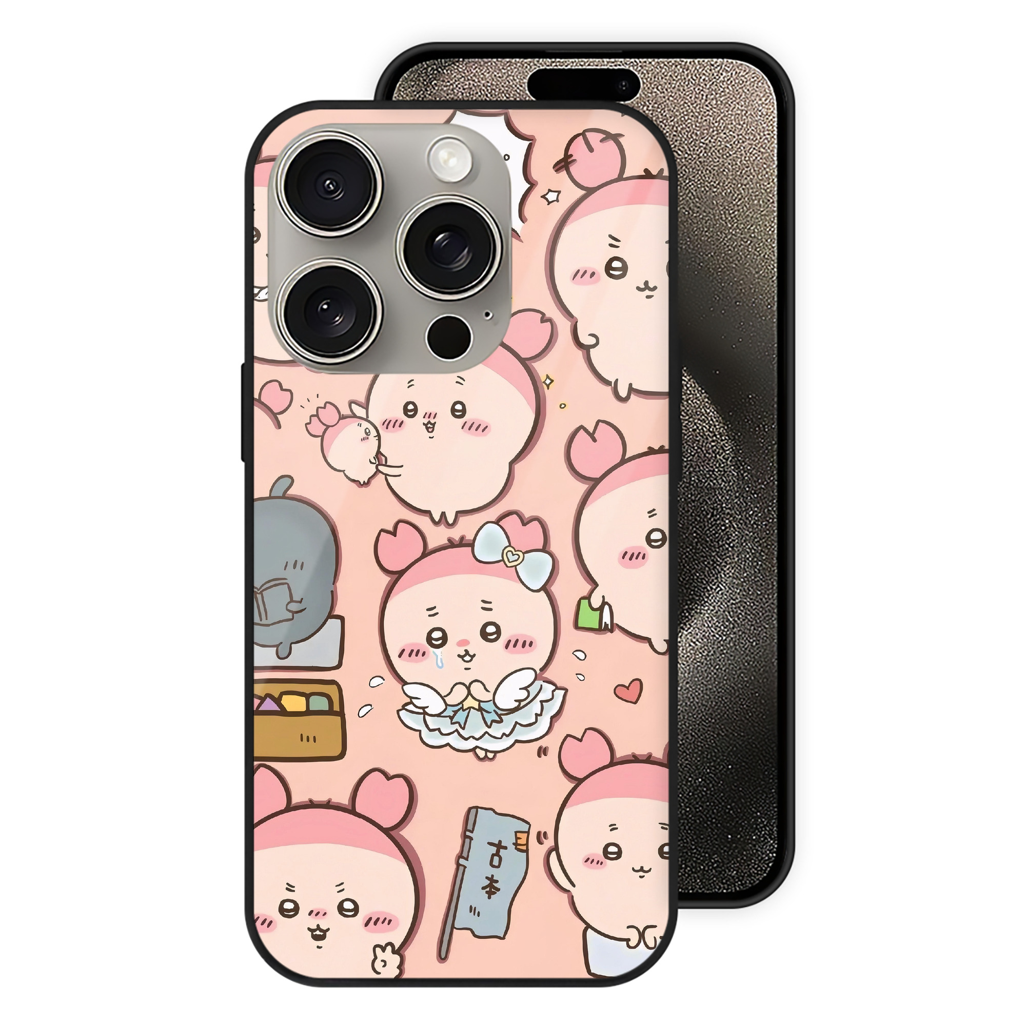 （画像用） ちいかわ Chii-kawa 【iPhone15Pro対応】スマホケース 耐衝撃＆黄変防止 背面ガラス