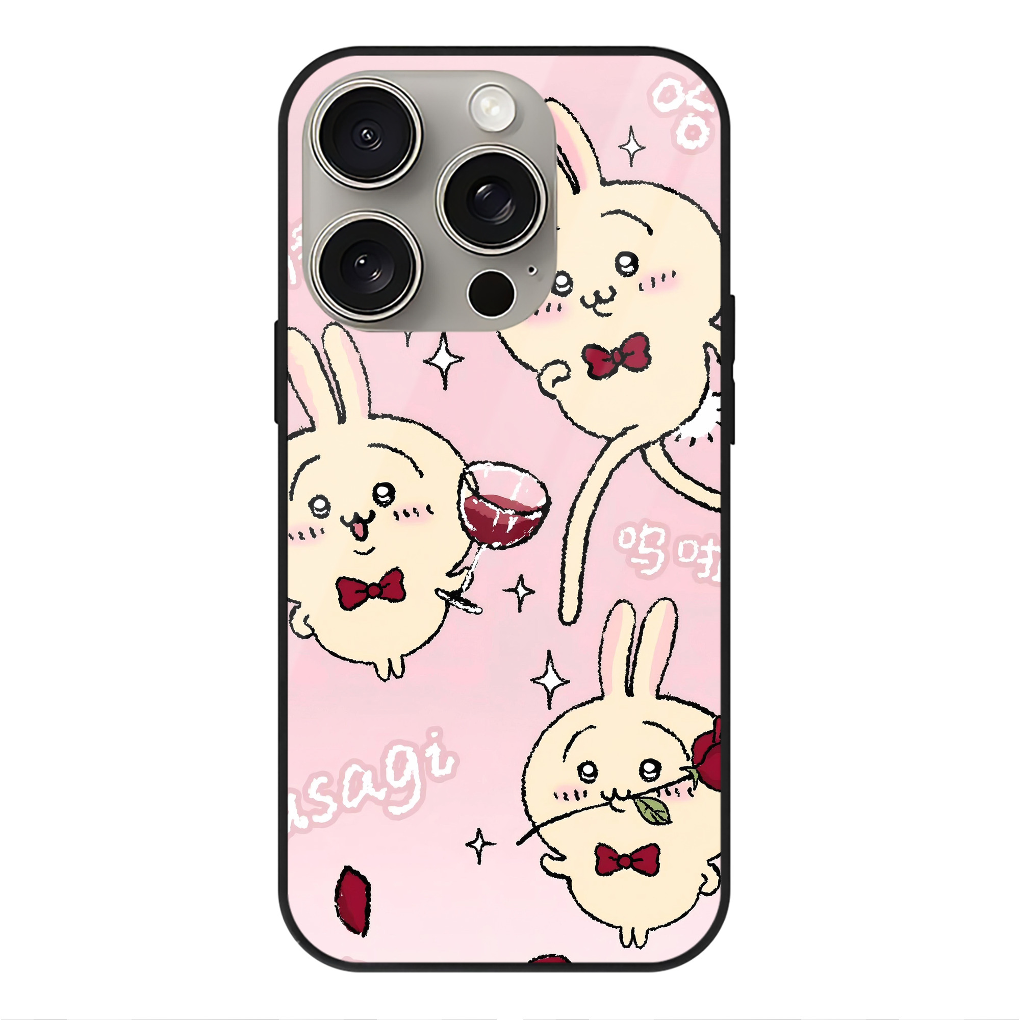 （画像用） ちいかわ Chii-kawa 【iPhone15Pro対応】スマホケース 耐衝撃＆黄変防止 背面ガラス