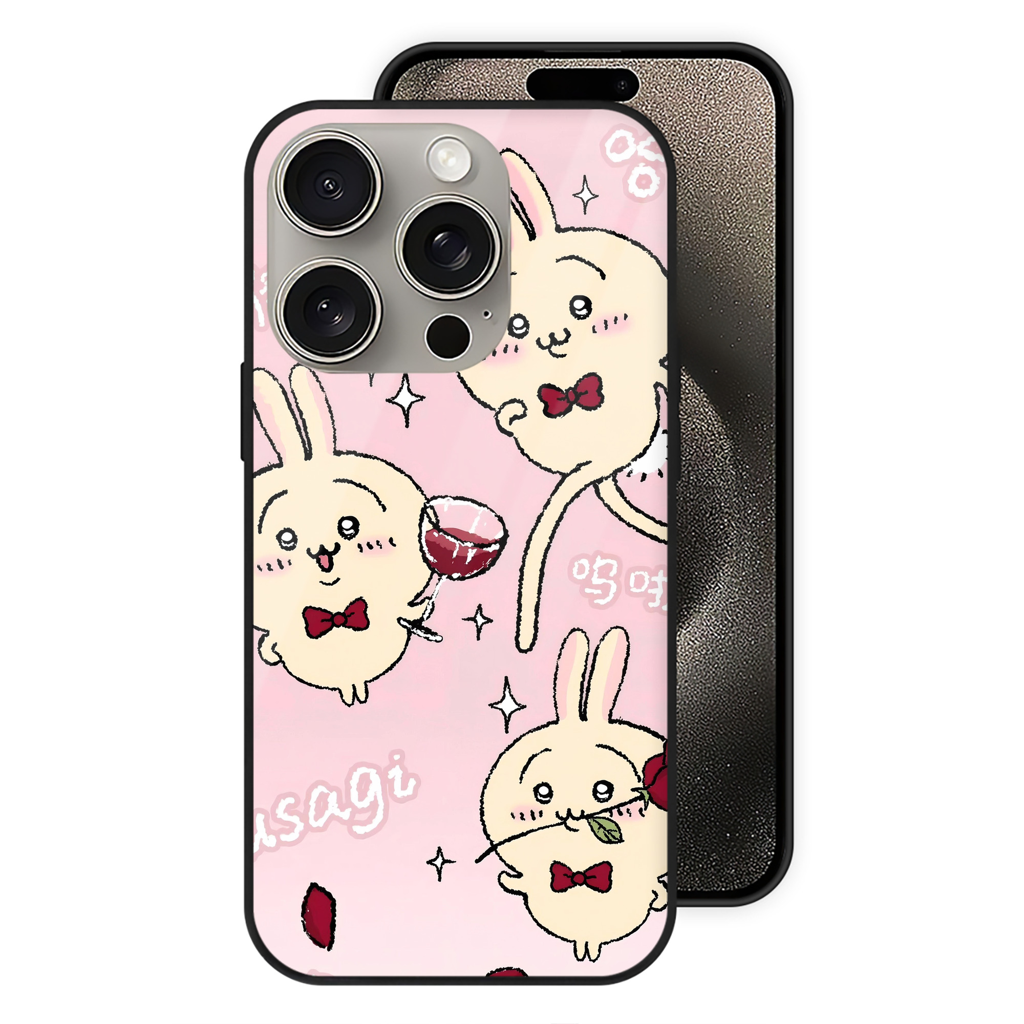 （画像用） ちいかわ Chii-kawa 【iPhone15Pro対応】スマホケース 耐衝撃＆黄変防止 背面ガラス