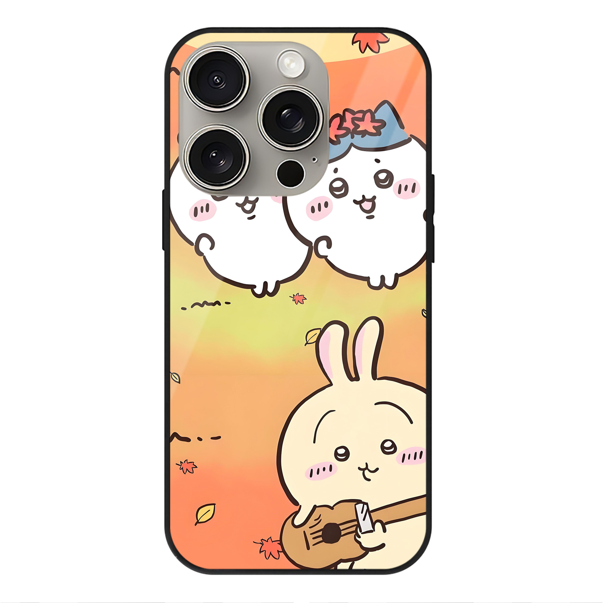 （画像用） ちいかわ Chii-kawa 【iPhone15Pro対応】スマホケース 耐衝撃＆黄変防止 背面ガラス