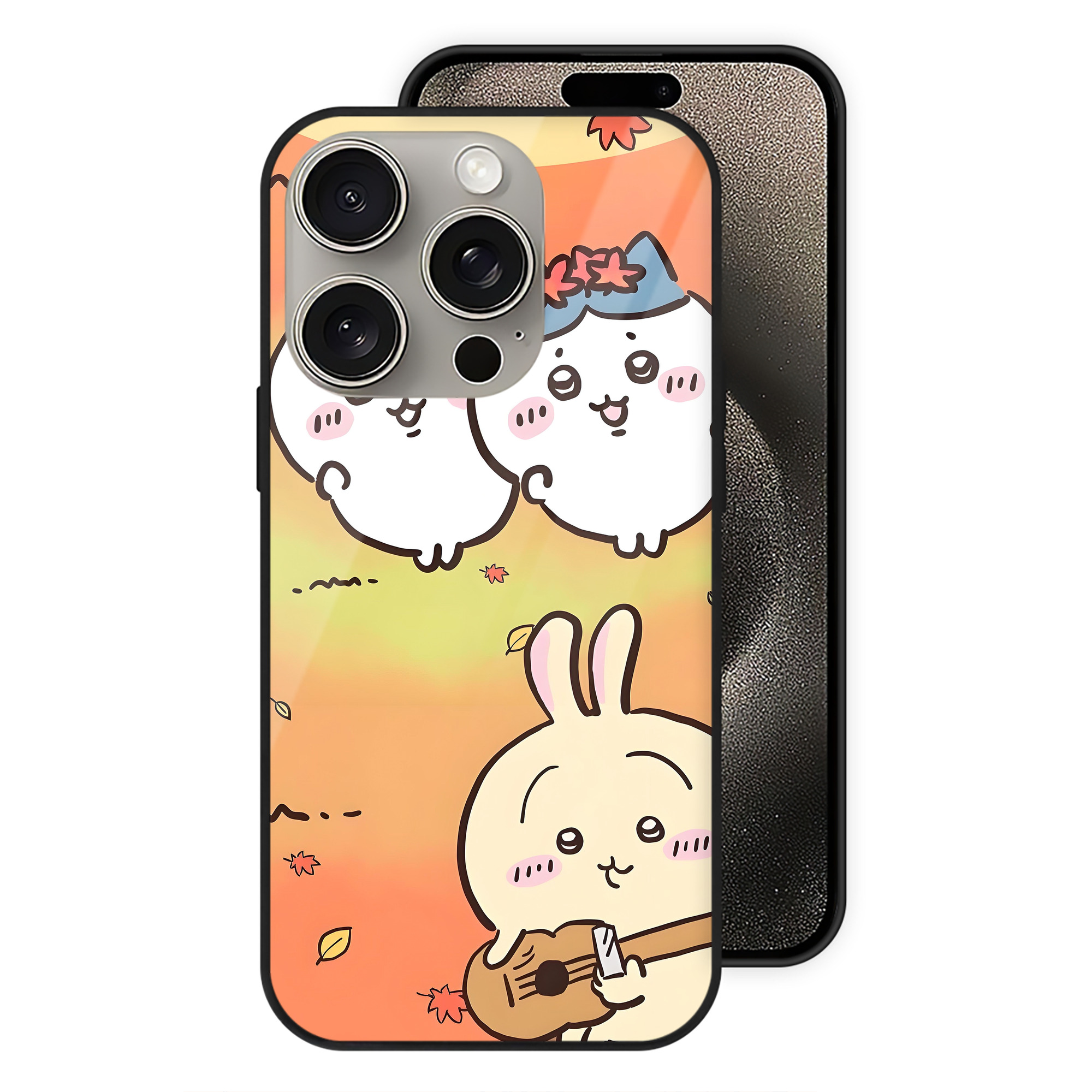 （画像用） ちいかわ Chii-kawa 【iPhone15Pro対応】スマホケース 耐衝撃＆黄変防止 背面ガラス