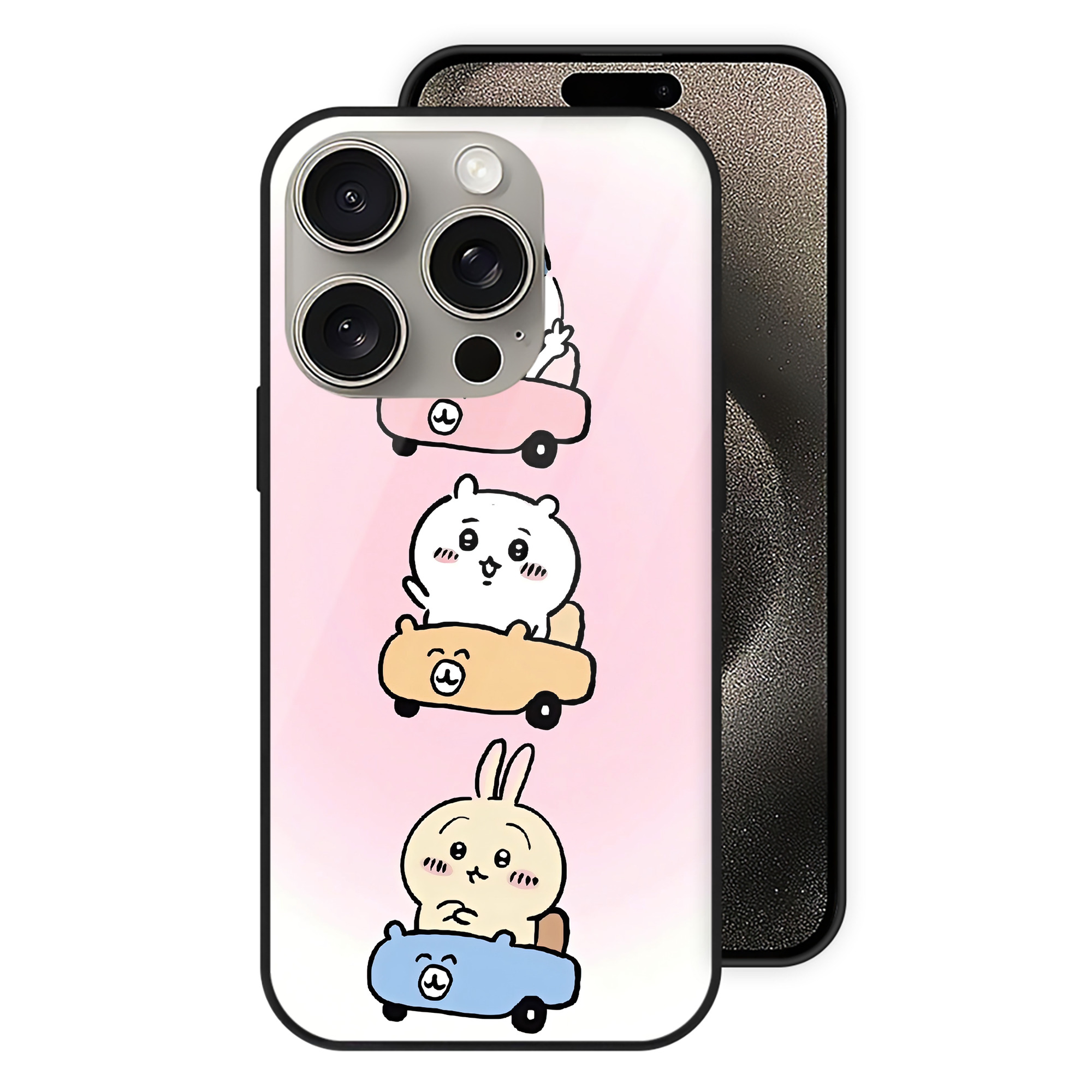 （画像用） ちいかわ Chii-kawa 【iPhone15Pro対応】スマホケース 耐衝撃＆黄変防止 背面ガラス