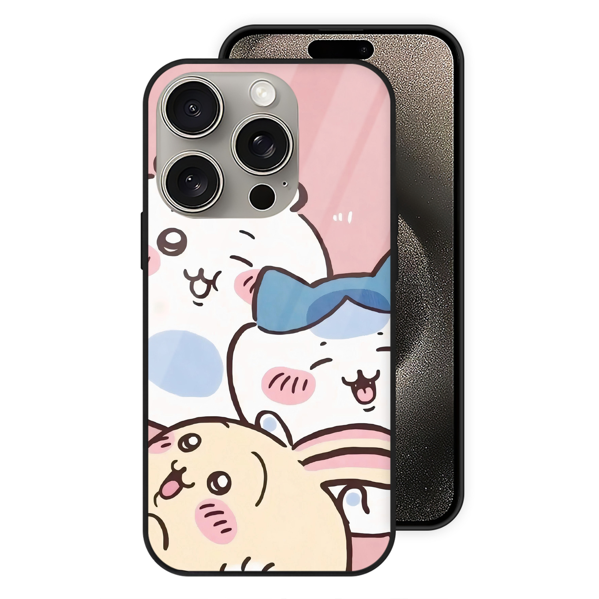 （画像用） ちいかわ Chii-kawa 【iPhone15Pro対応】スマホケース 耐衝撃＆黄変防止 背面ガラス