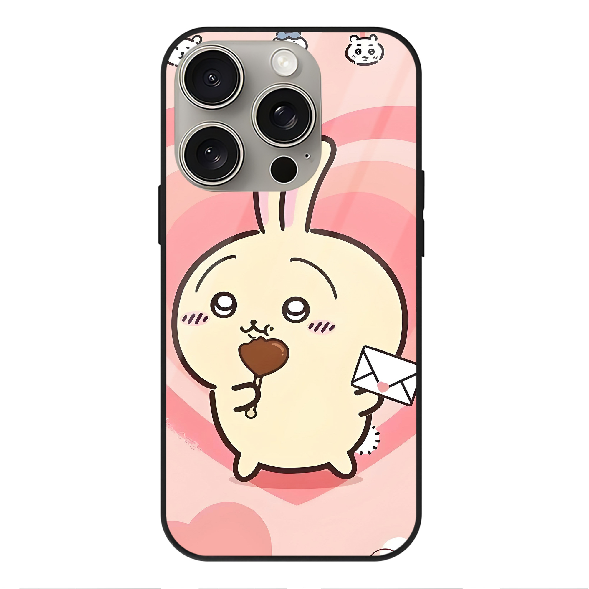 （画像用） ちいかわ Chii-kawa 【iPhone15Pro対応】スマホケース 耐衝撃＆黄変防止 背面ガラス