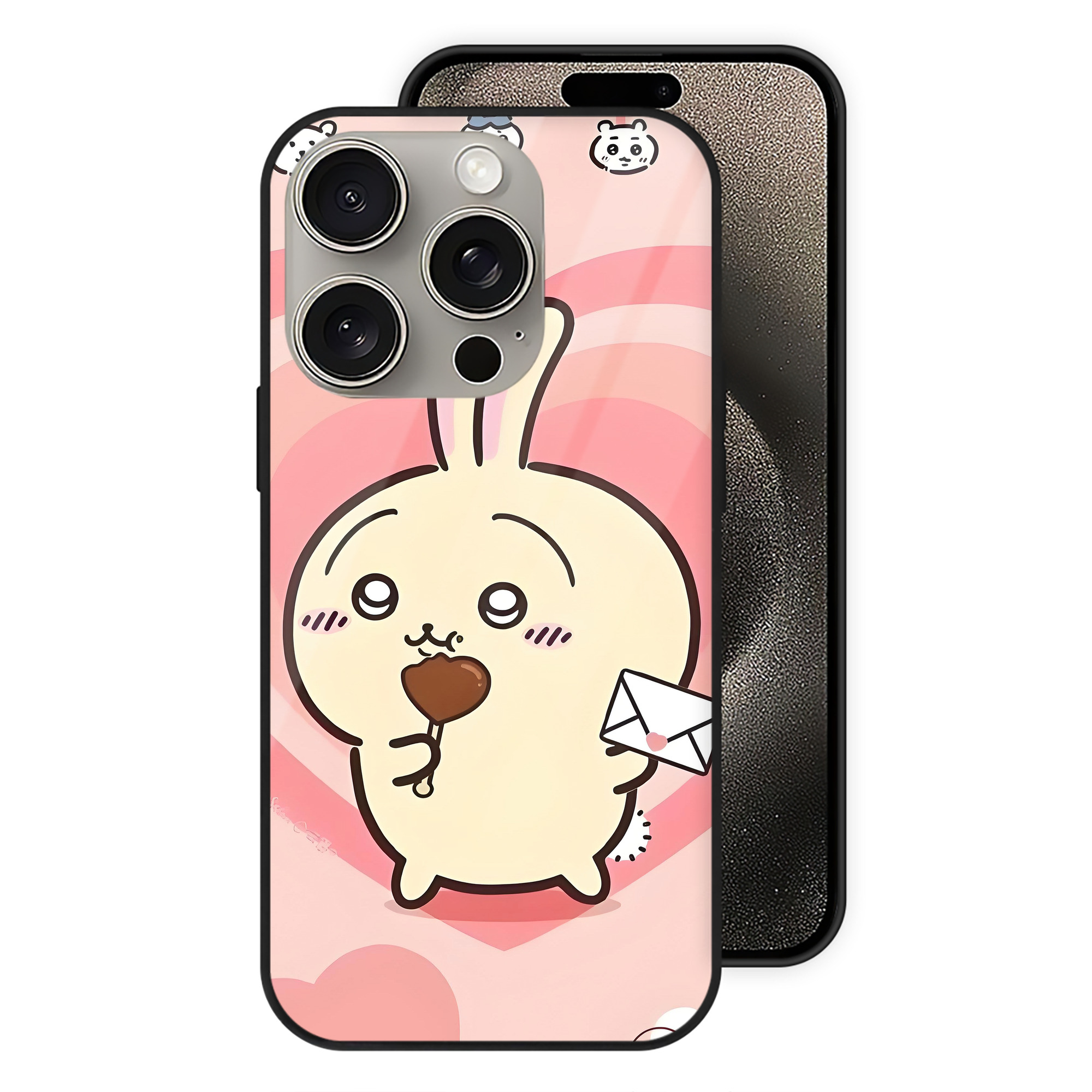 （画像用） ちいかわ Chii-kawa 【iPhone15Pro対応】スマホケース 耐衝撃＆黄変防止 背面ガラス