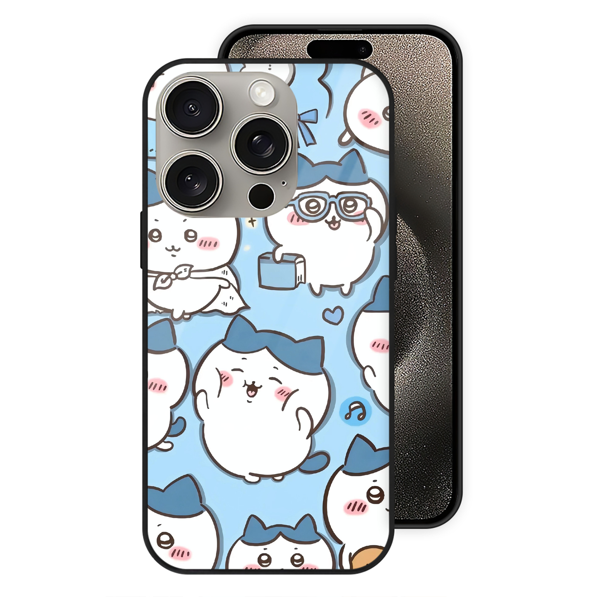 （画像用） ちいかわ Chii-kawa 【iPhone15Pro対応】スマホケース 耐衝撃＆黄変防止 背面ガラス