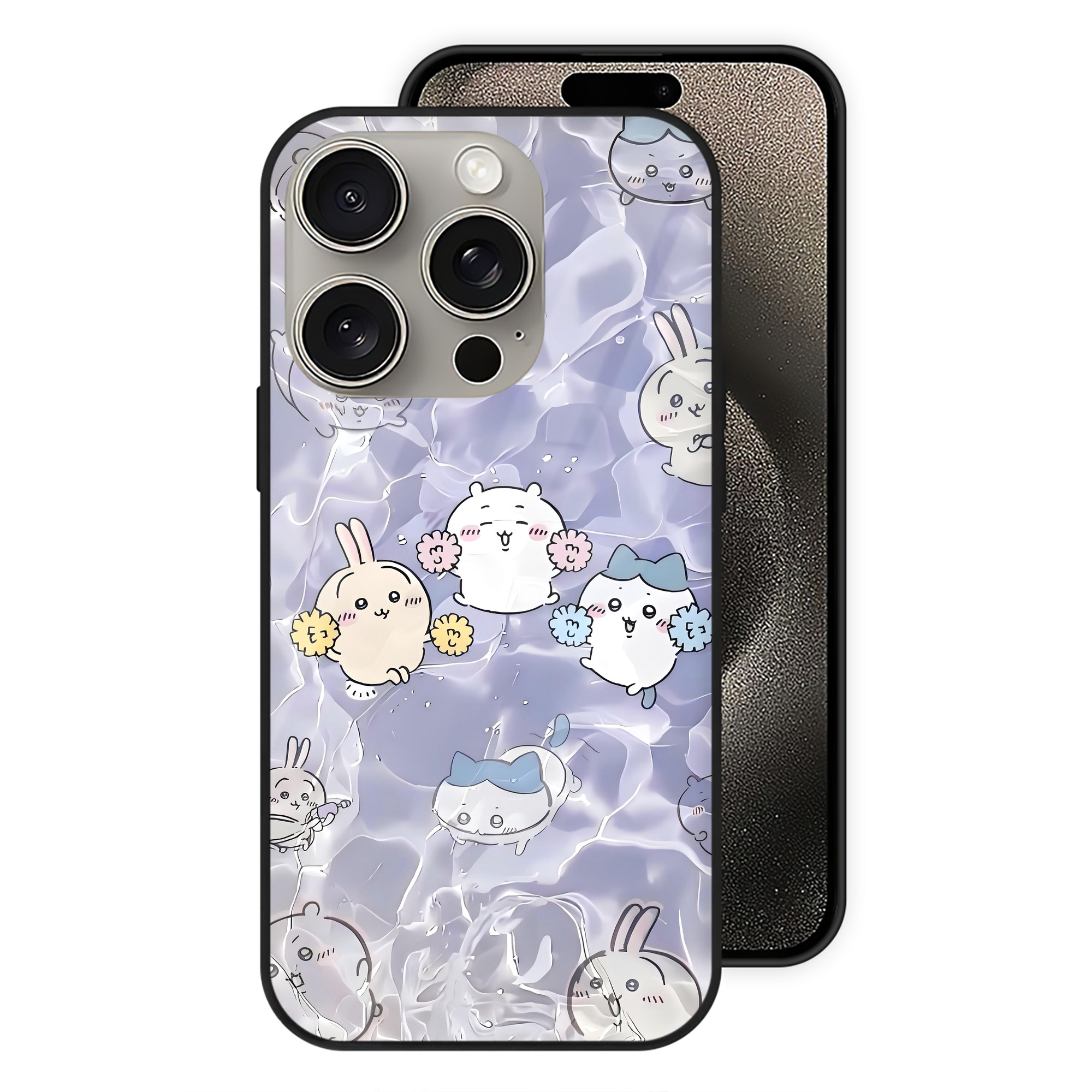 （画像用） ちいかわ Chii-kawa 【iPhone15Pro対応】スマホケース 耐衝撃＆黄変防止 背面ガラス