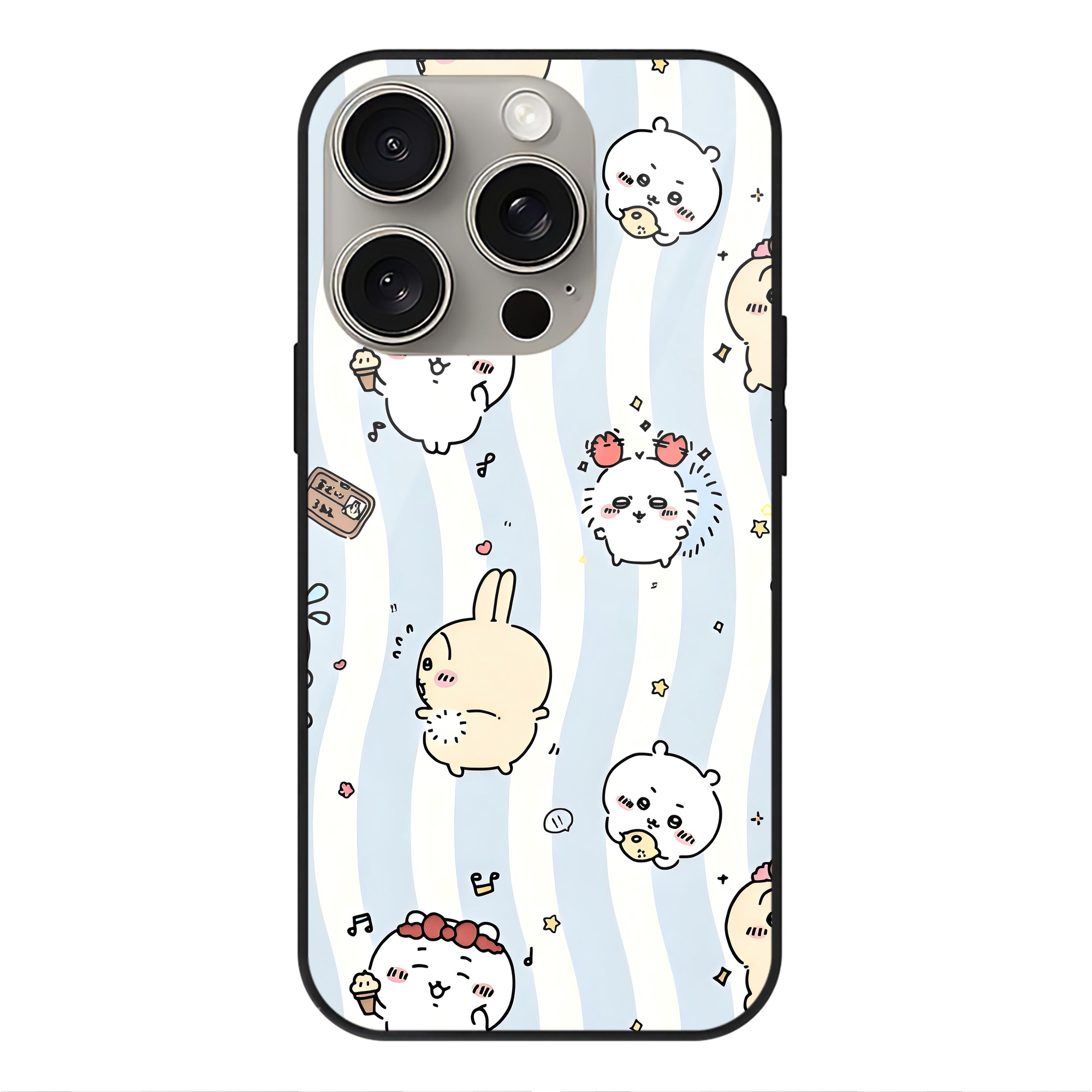 （画像用） ちいかわ Chii-kawa 【iPhone15Pro対応】スマホケース 耐衝撃＆黄変防止 背面ガラス