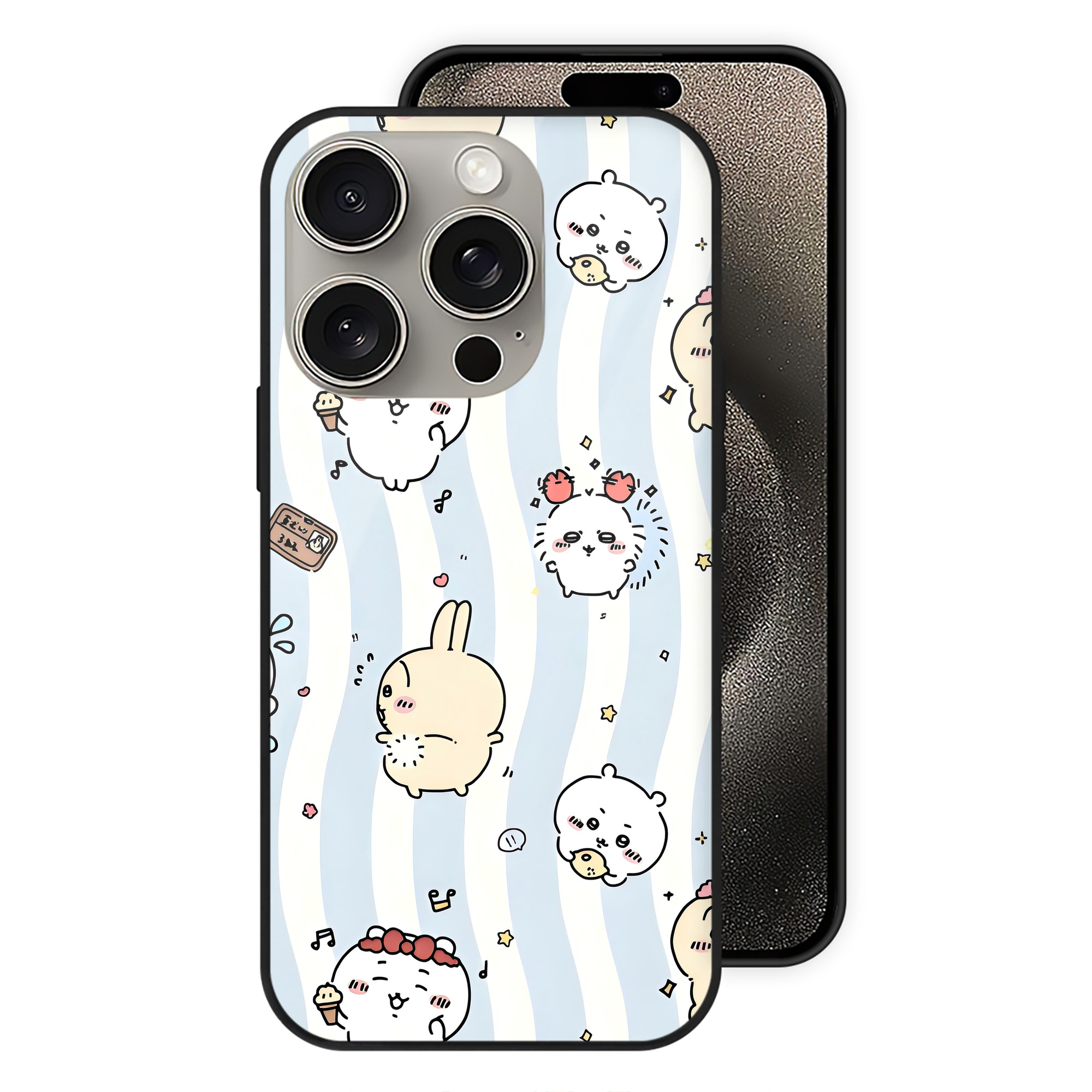 （画像用） ちいかわ Chii-kawa 【iPhone15Pro対応】スマホケース 耐衝撃＆黄変防止 背面ガラス