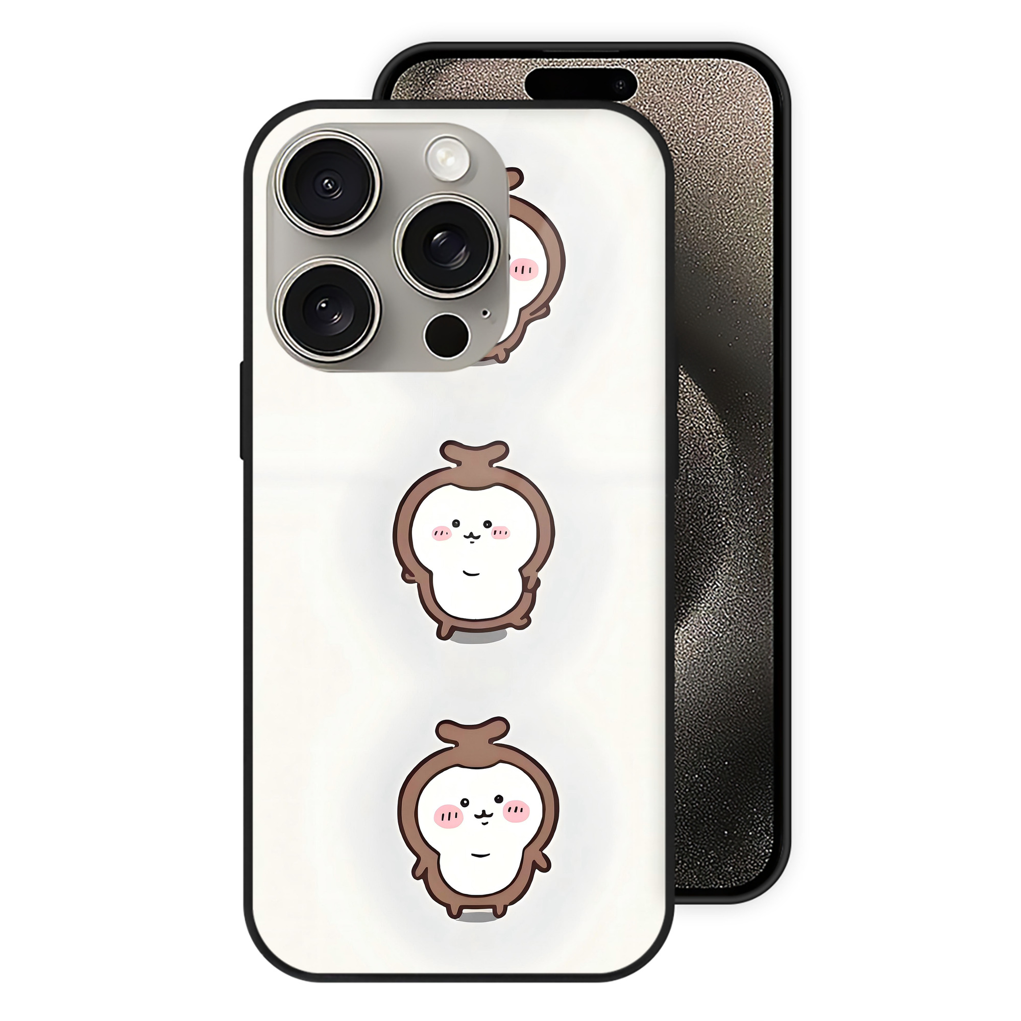 （画像用） ちいかわ Chii-kawa 【iPhone15Pro対応】スマホケース 耐衝撃＆黄変防止 背面ガラス