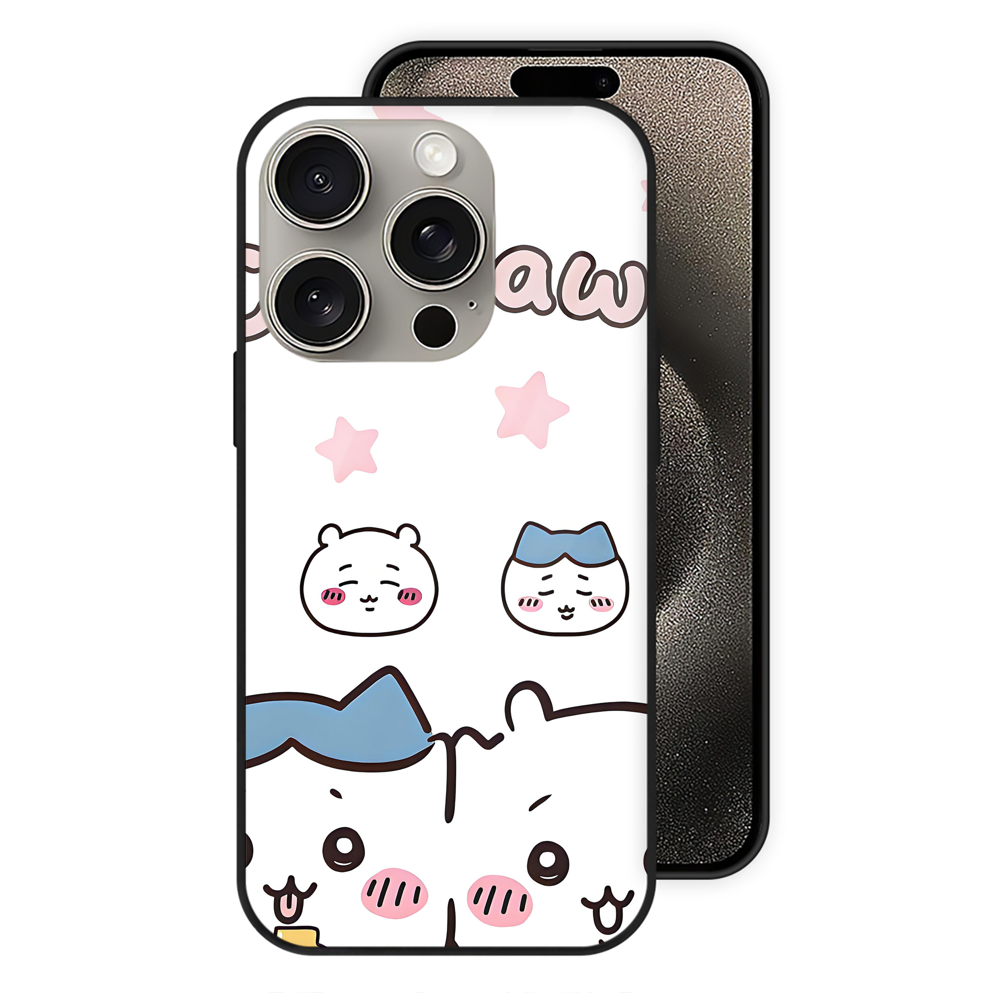 （画像用） ちいかわ Chii-kawa 【iPhone15Pro対応】スマホケース 耐衝撃＆黄変防止 背面ガラス