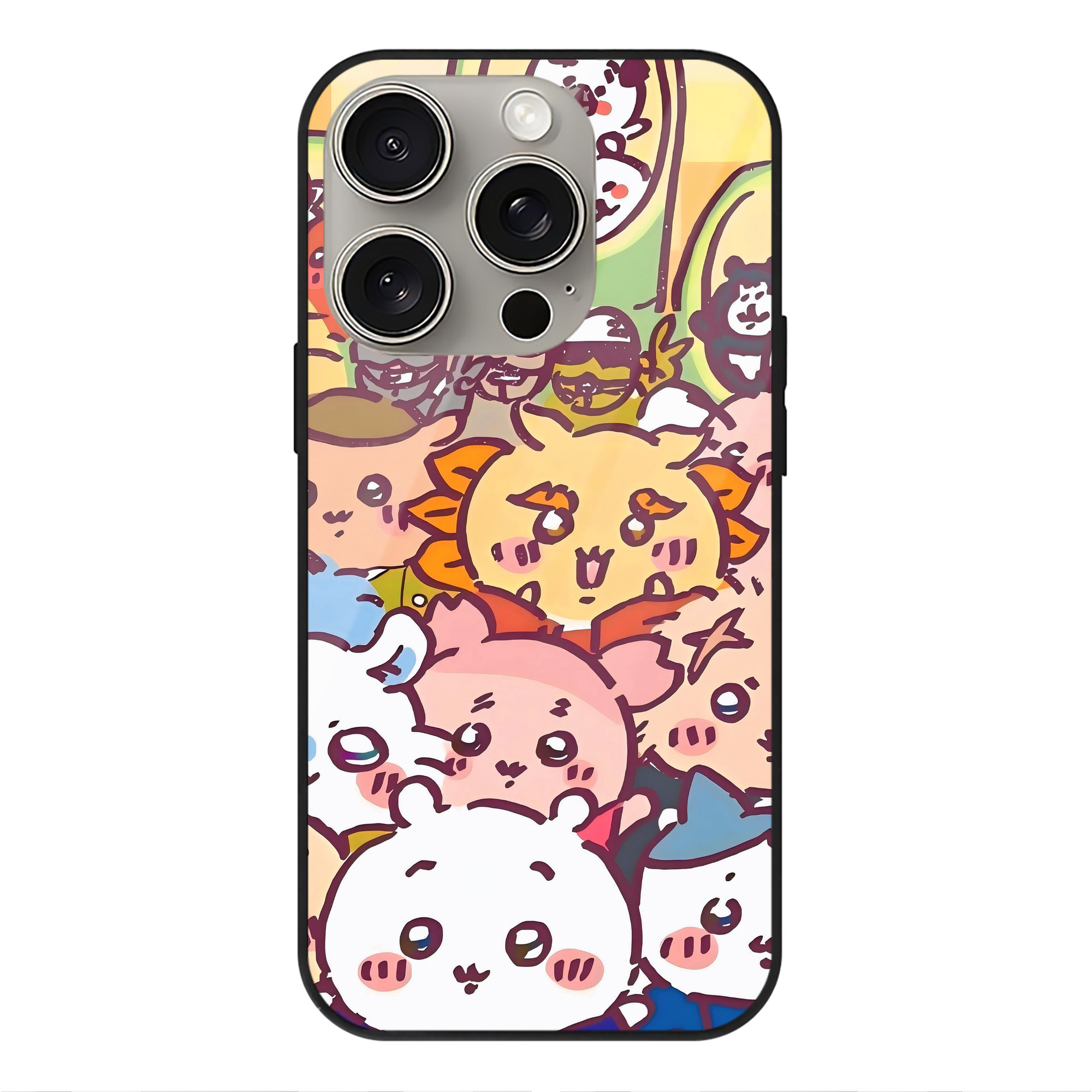 （画像用） ちいかわ Chii-kawa 【iPhone15Pro対応】スマホケース 耐衝撃＆黄変防止 背面ガラス