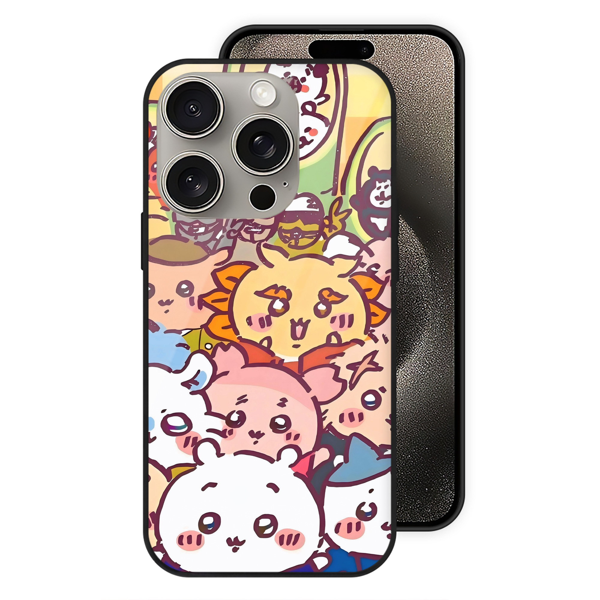 （画像用） ちいかわ Chii-kawa 【iPhone15Pro対応】スマホケース 耐衝撃＆黄変防止 背面ガラス