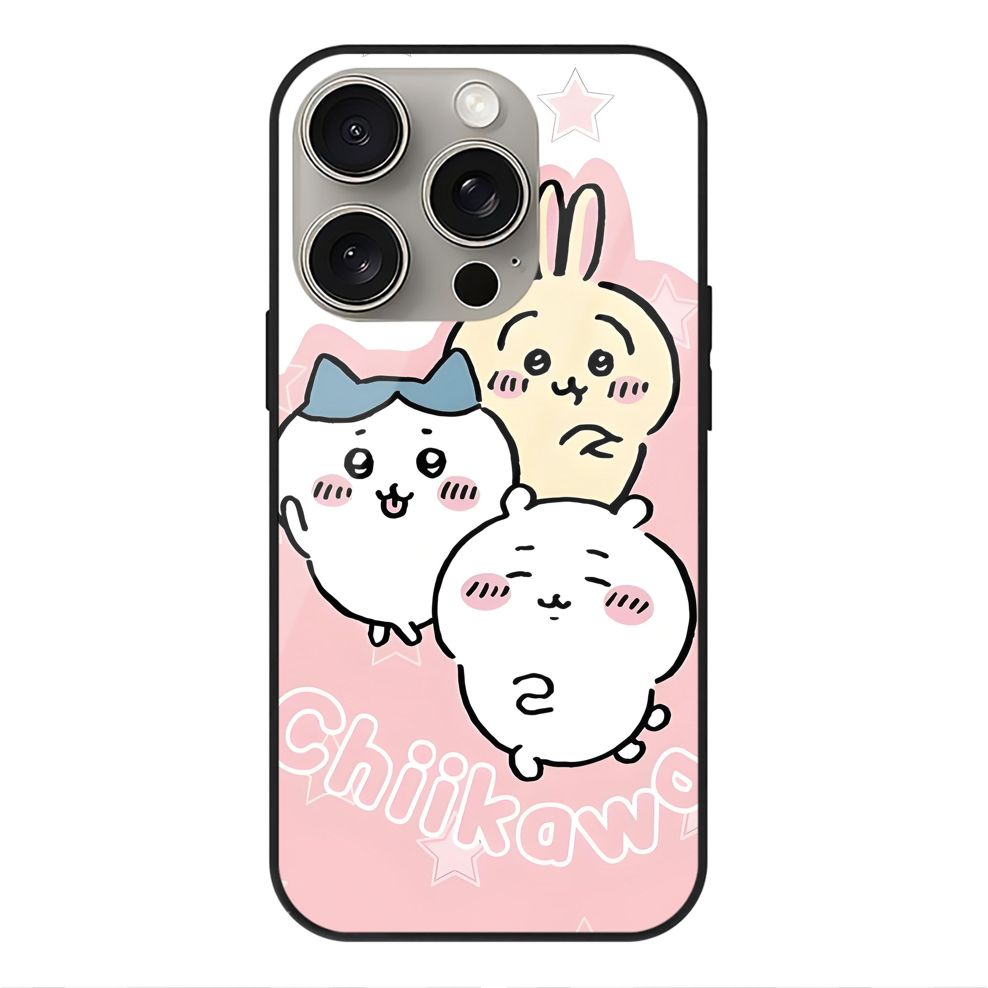 （画像用） ちいかわ Chii-kawa 【iPhone15Pro対応】スマホケース 耐衝撃＆黄変防止 背面ガラス