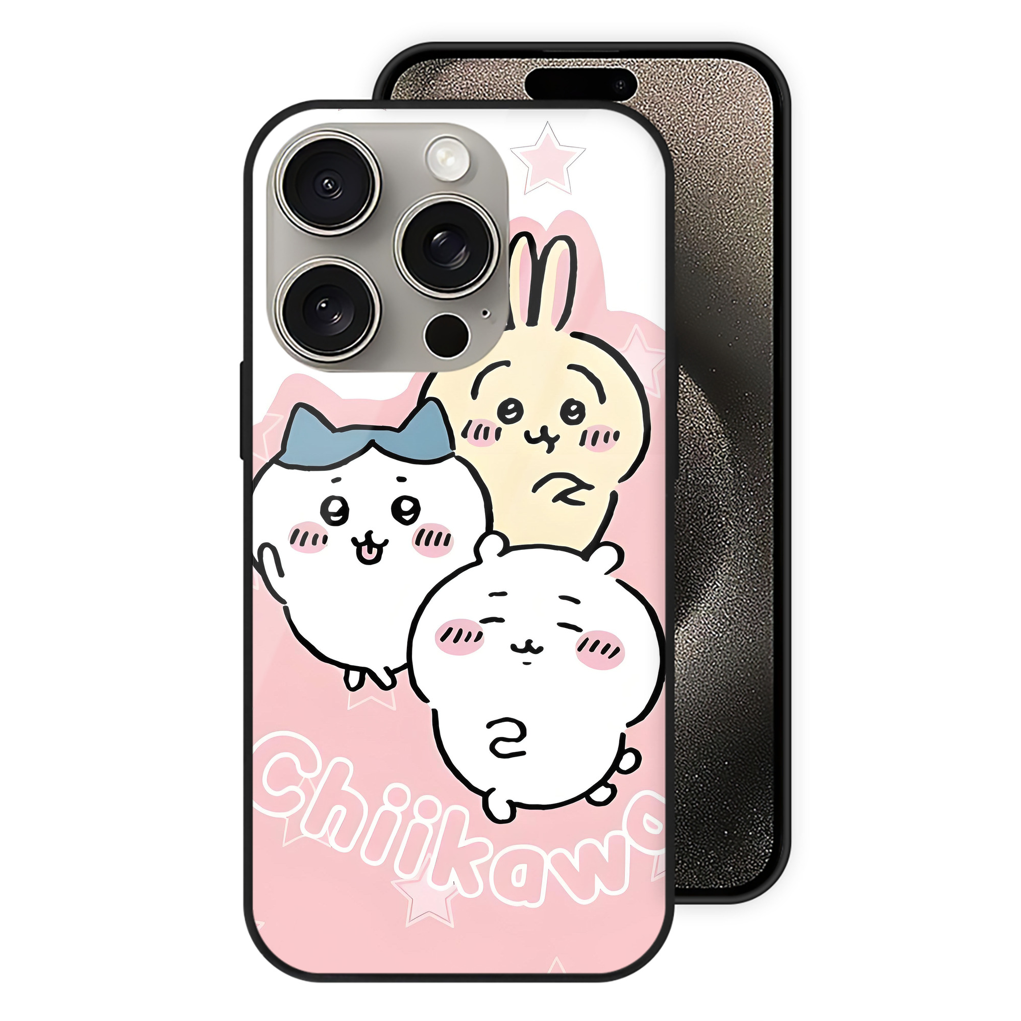 （画像用） ちいかわ Chii-kawa 【iPhone15Pro対応】スマホケース 耐衝撃＆黄変防止 背面ガラス