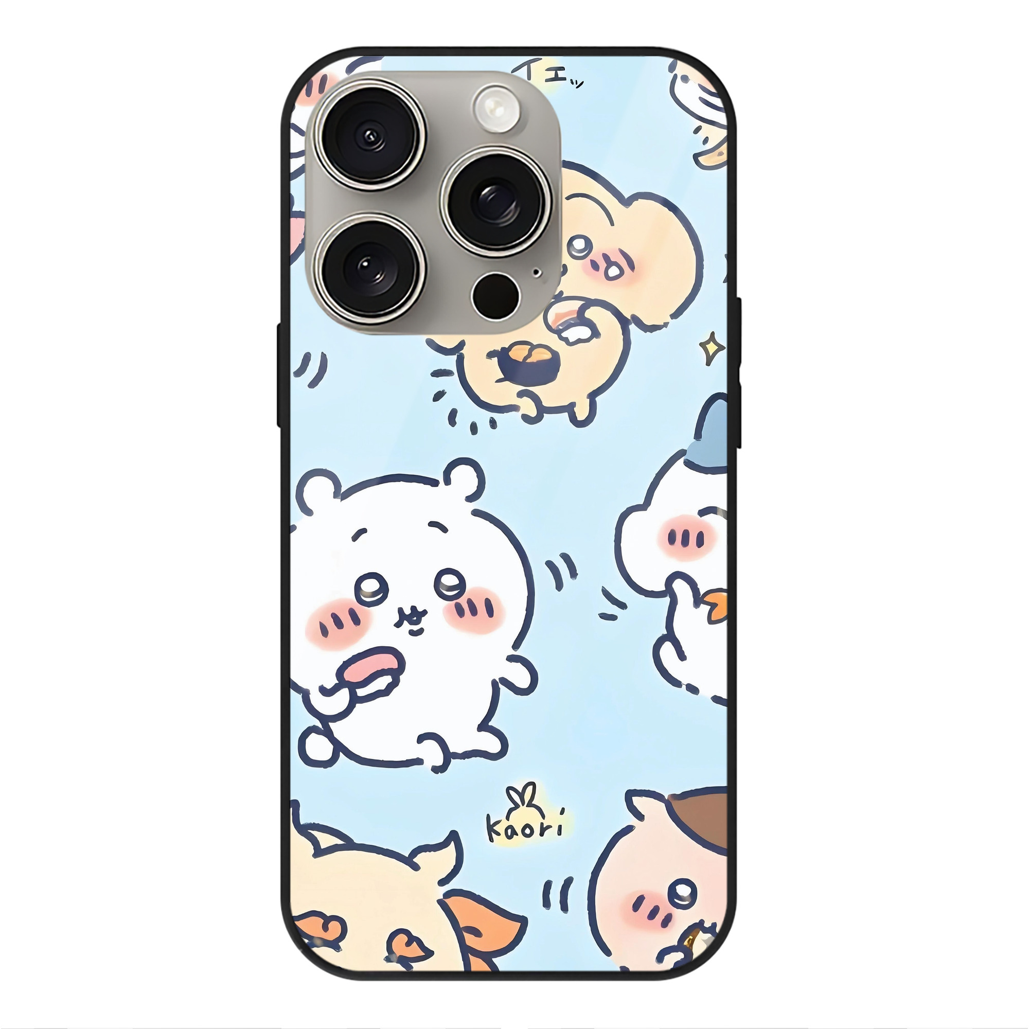 （画像用） ちいかわ Chii-kawa 【iPhone15Pro対応】スマホケース 耐衝撃＆黄変防止 背面ガラス