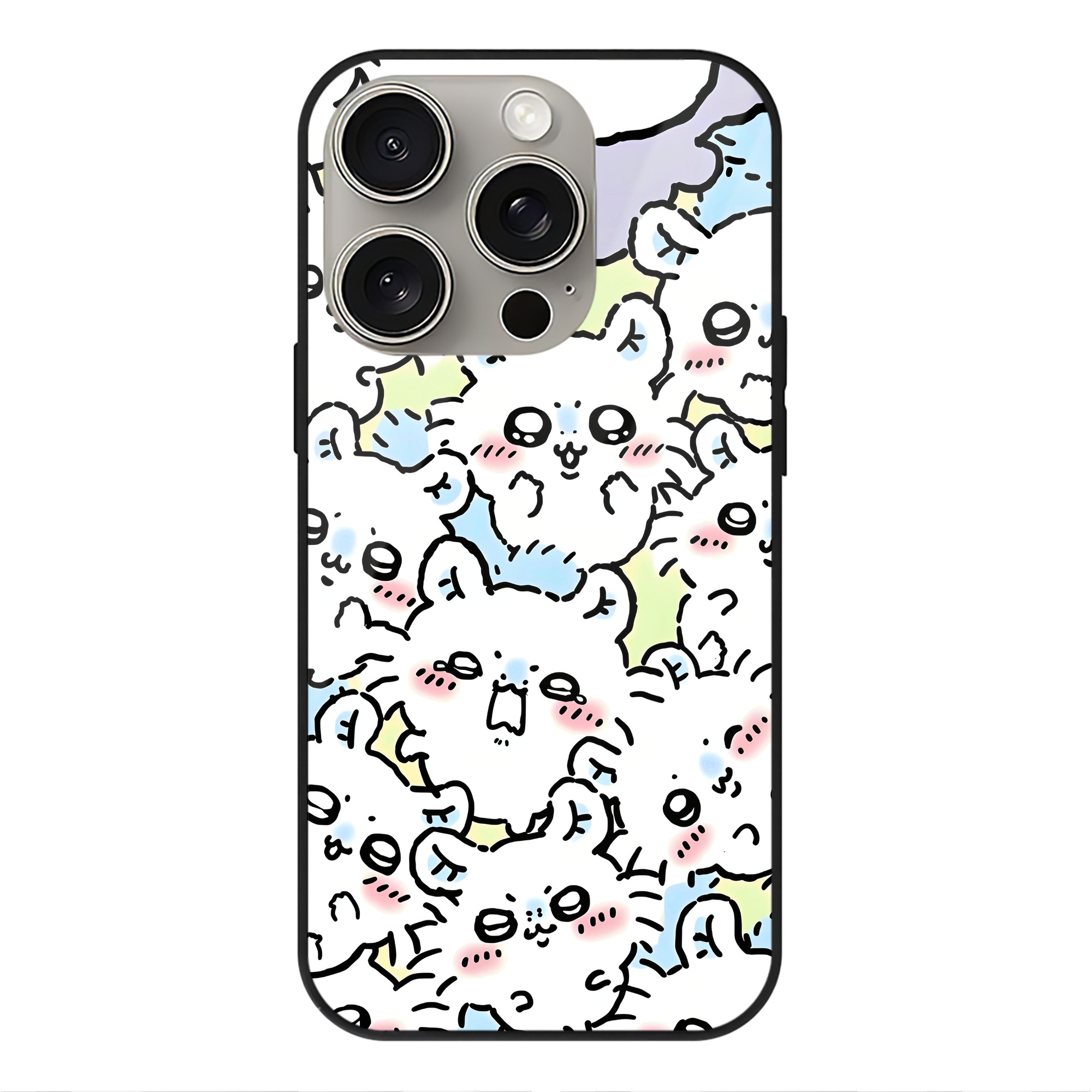 （画像用） ちいかわ Chii-kawa 【iPhone15Pro対応】スマホケース 耐衝撃＆黄変防止 背面ガラス