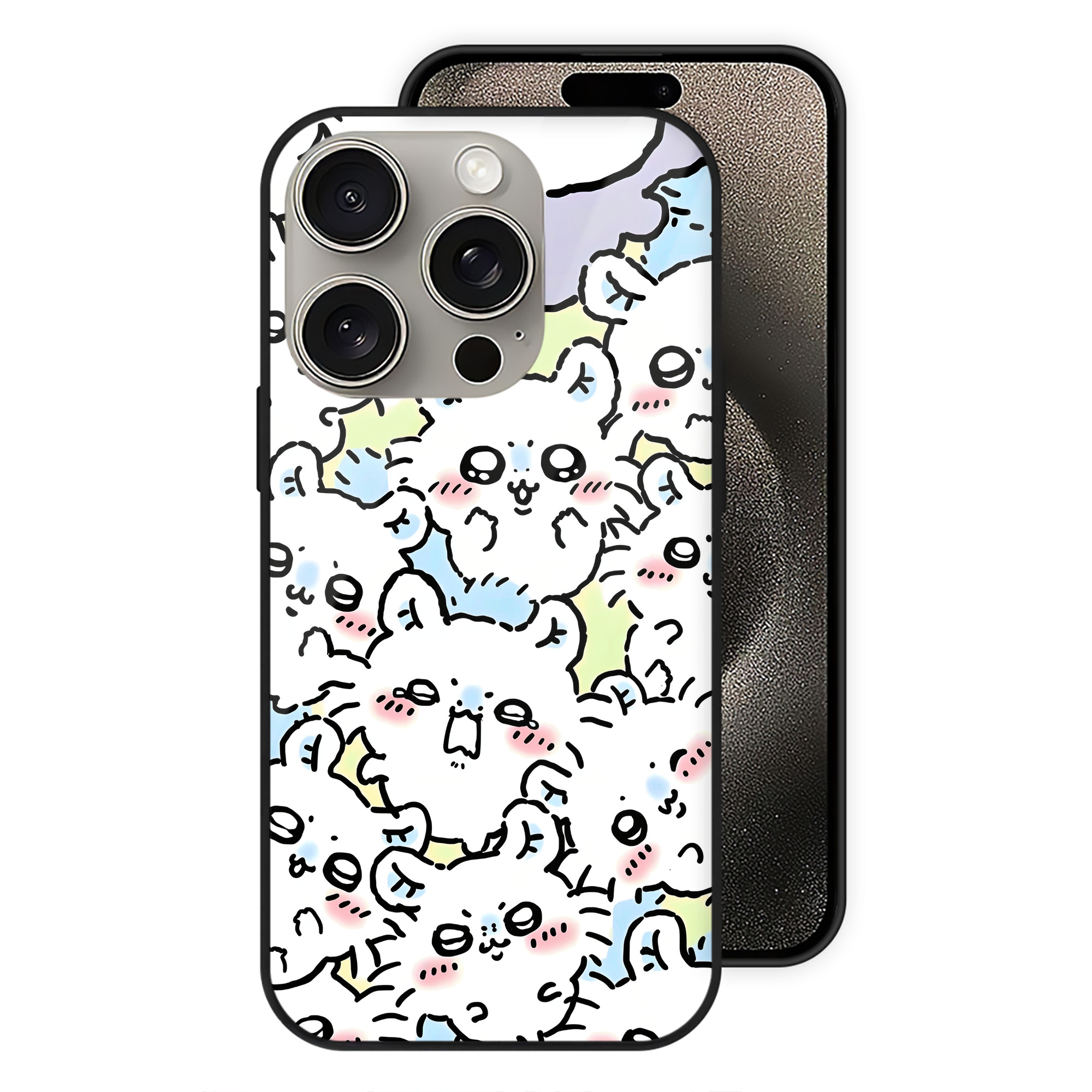 （画像用） ちいかわ Chii-kawa 【iPhone15Pro対応】スマホケース 耐衝撃＆黄変防止 背面ガラス