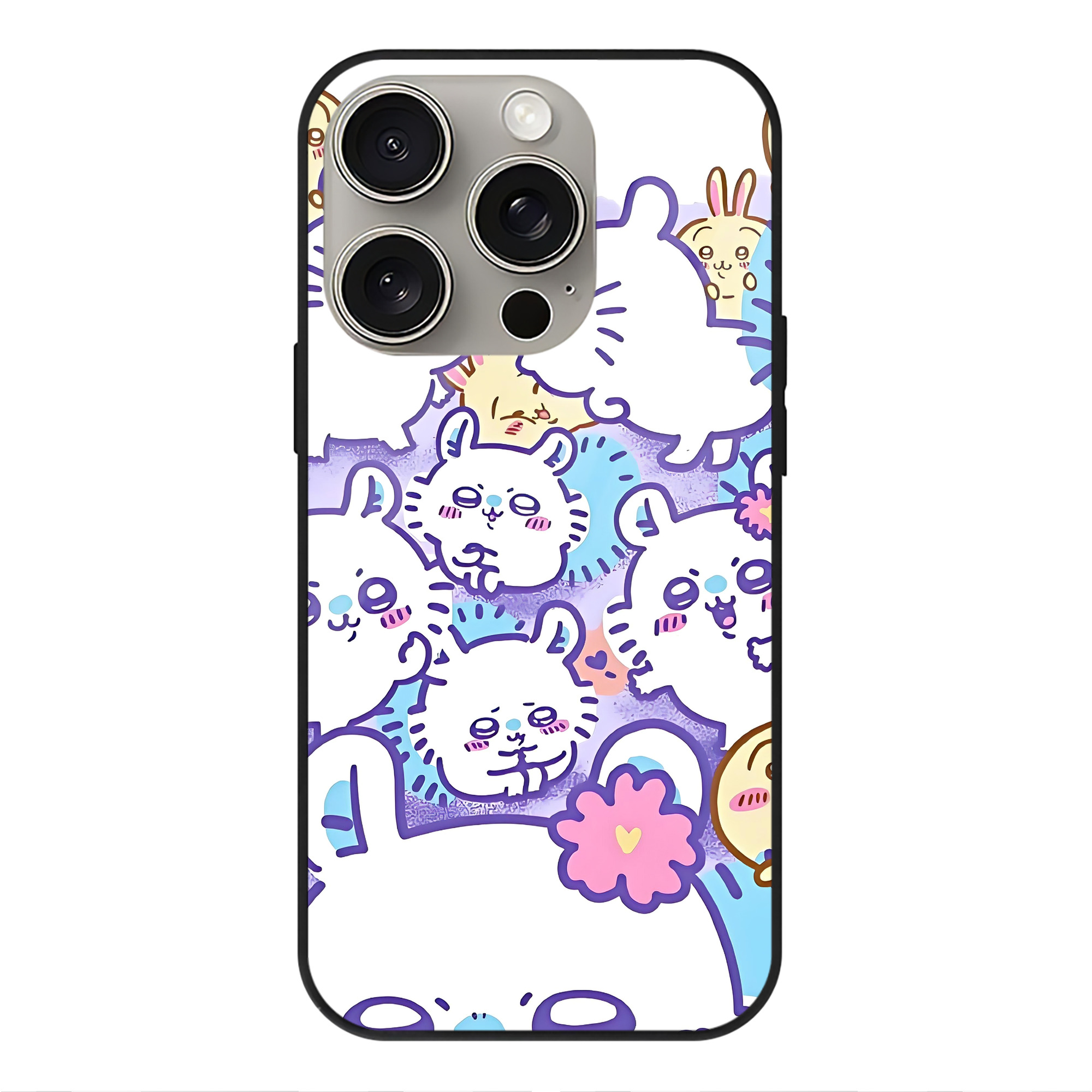 （画像用） ちいかわ Chii-kawa 【iPhone15Pro対応】スマホケース 耐衝撃＆黄変防止 背面ガラス