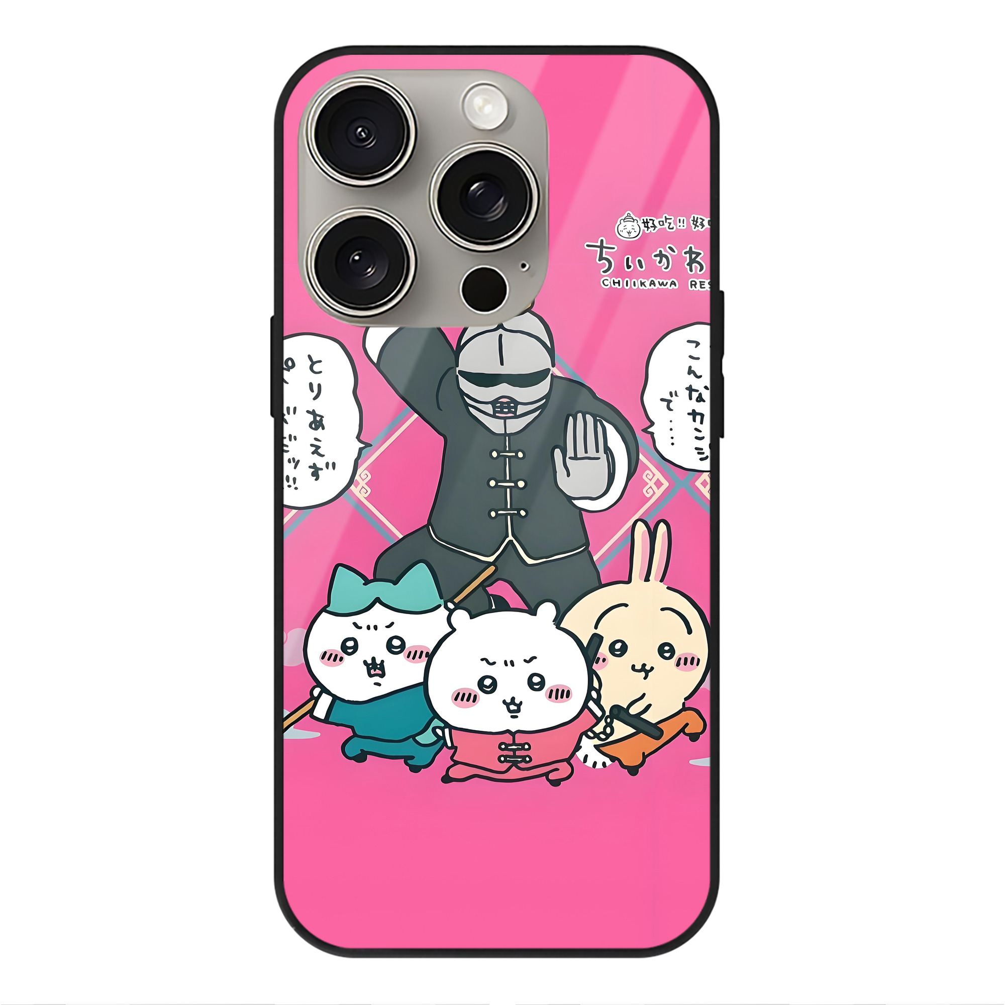 （画像用） ちいかわ Chii-kawa 【iPhone15Pro対応】スマホケース 耐衝撃＆黄変防止 背面ガラス