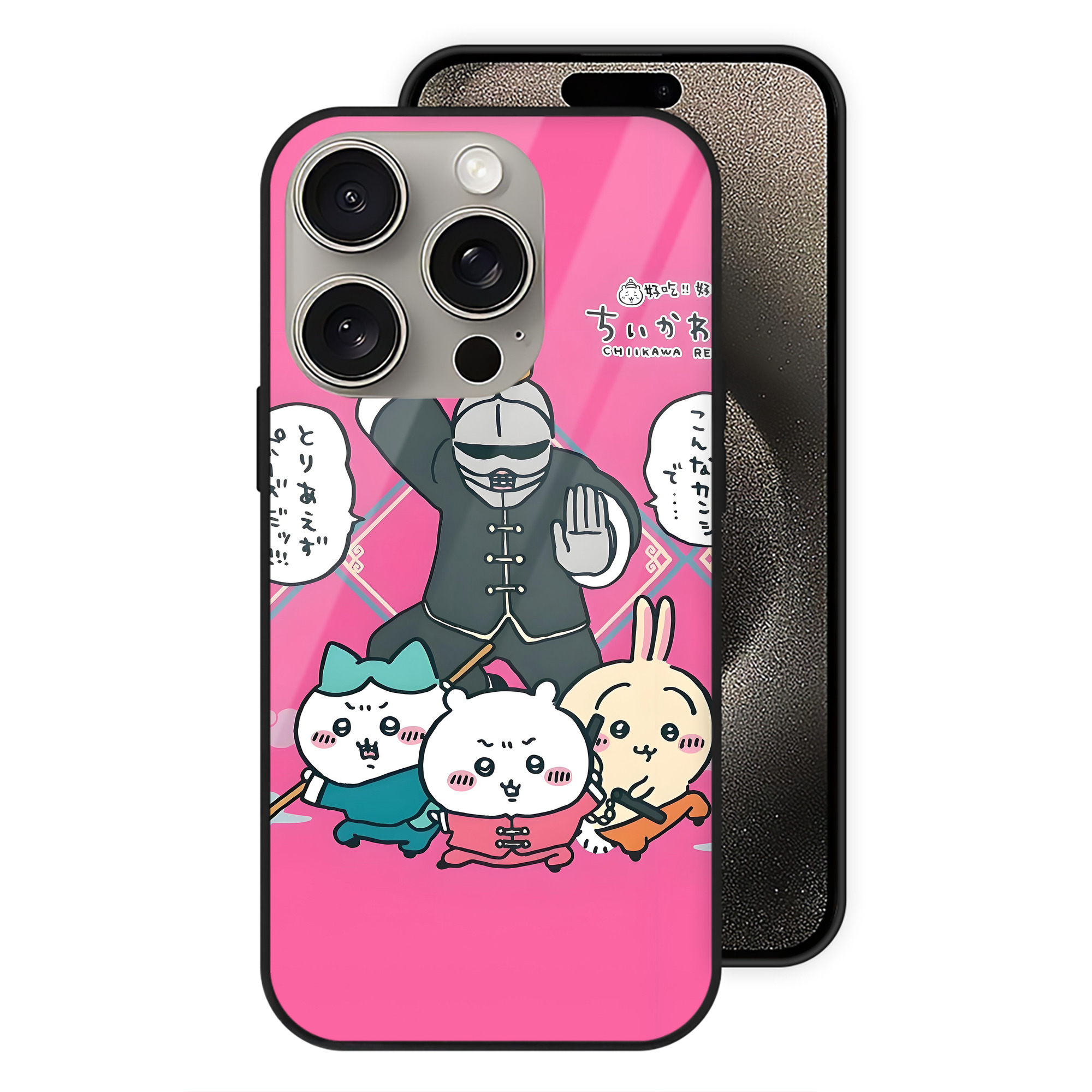 （画像用） ちいかわ Chii-kawa 【iPhone15Pro対応】スマホケース 耐衝撃＆黄変防止 背面ガラス