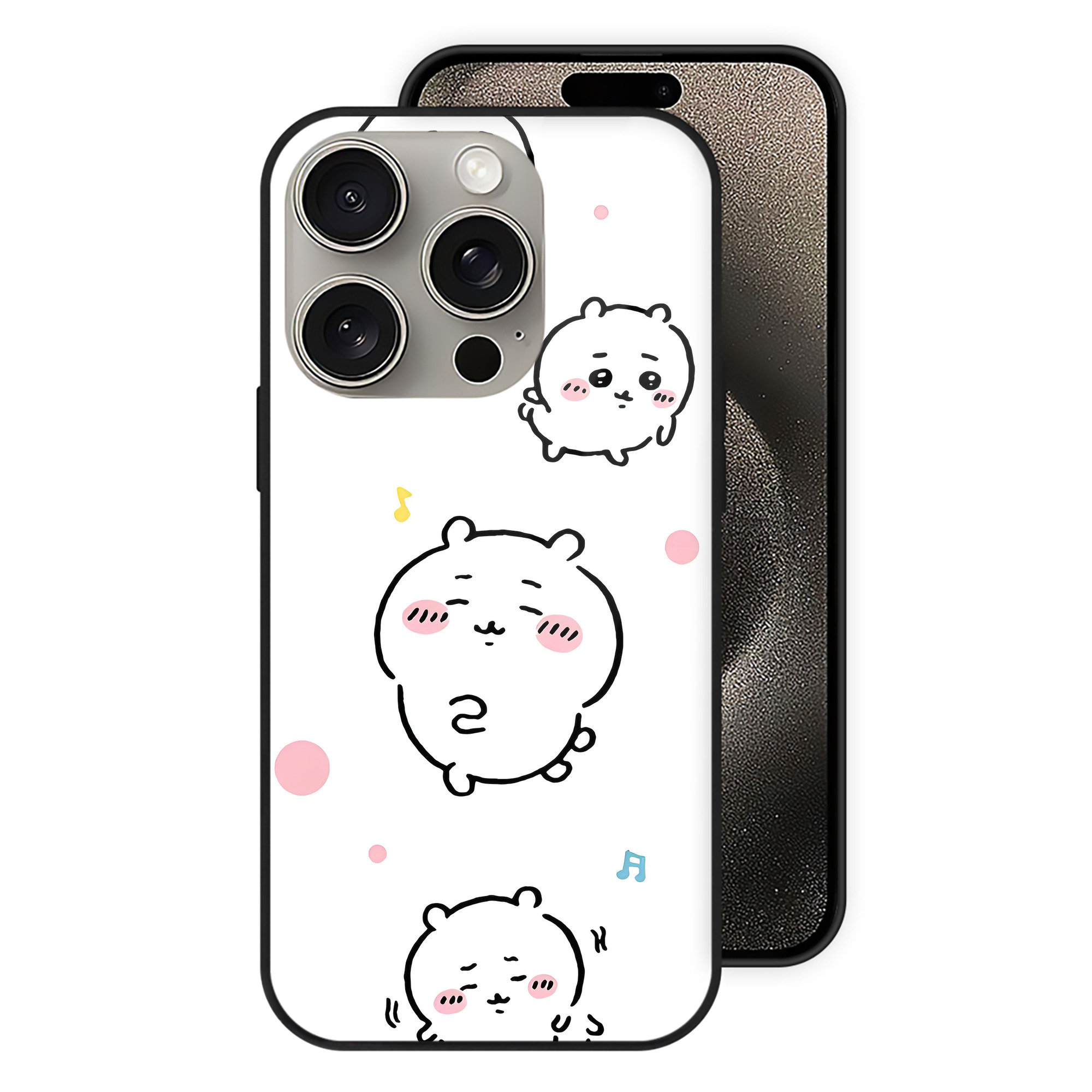 （画像用） ちいかわ Chii-kawa 【iPhone15Pro対応】スマホケース 耐衝撃＆黄変防止 背面ガラス
