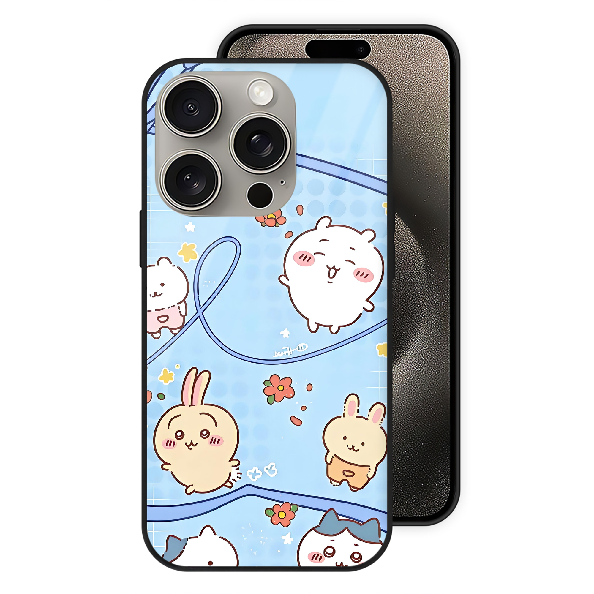 （画像用） ちいかわ Chii-kawa 【iPhone15Pro対応】スマホケース 耐衝撃＆黄変防止 背面ガラス