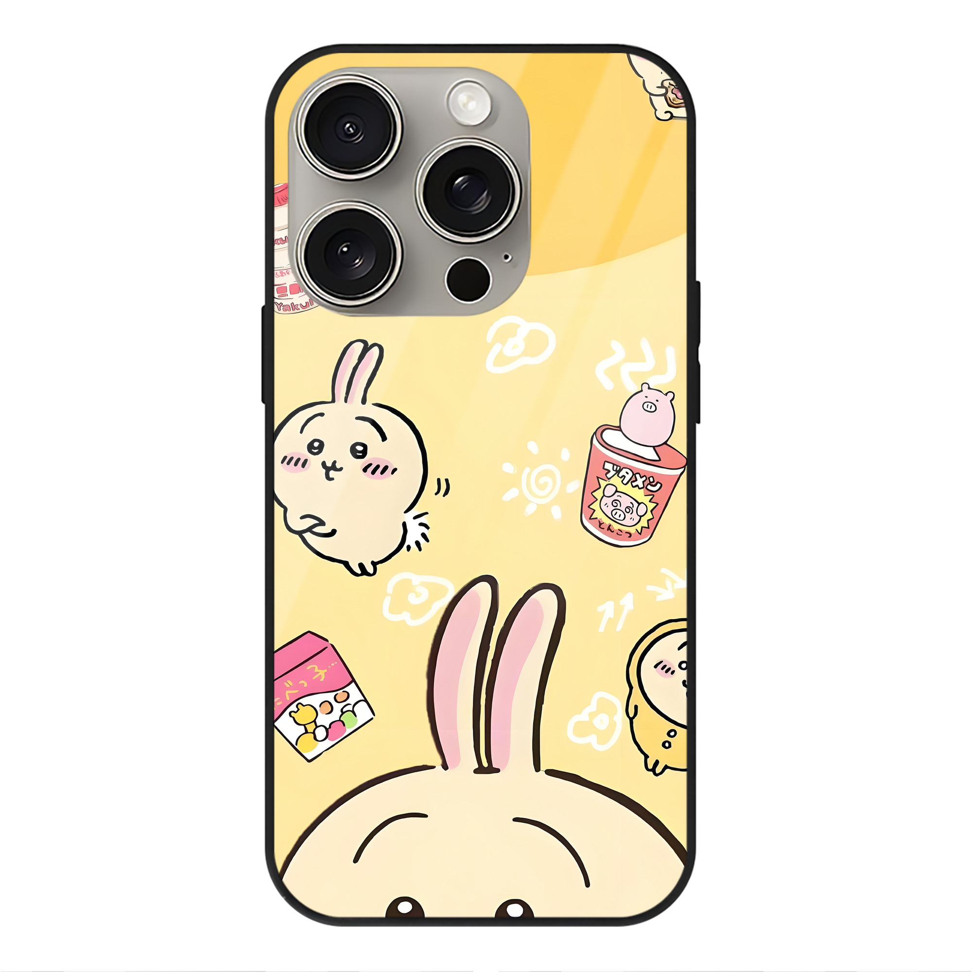 （画像用） ちいかわ Chii-kawa 【iPhone15Pro対応】スマホケース 耐衝撃＆黄変防止 背面ガラス