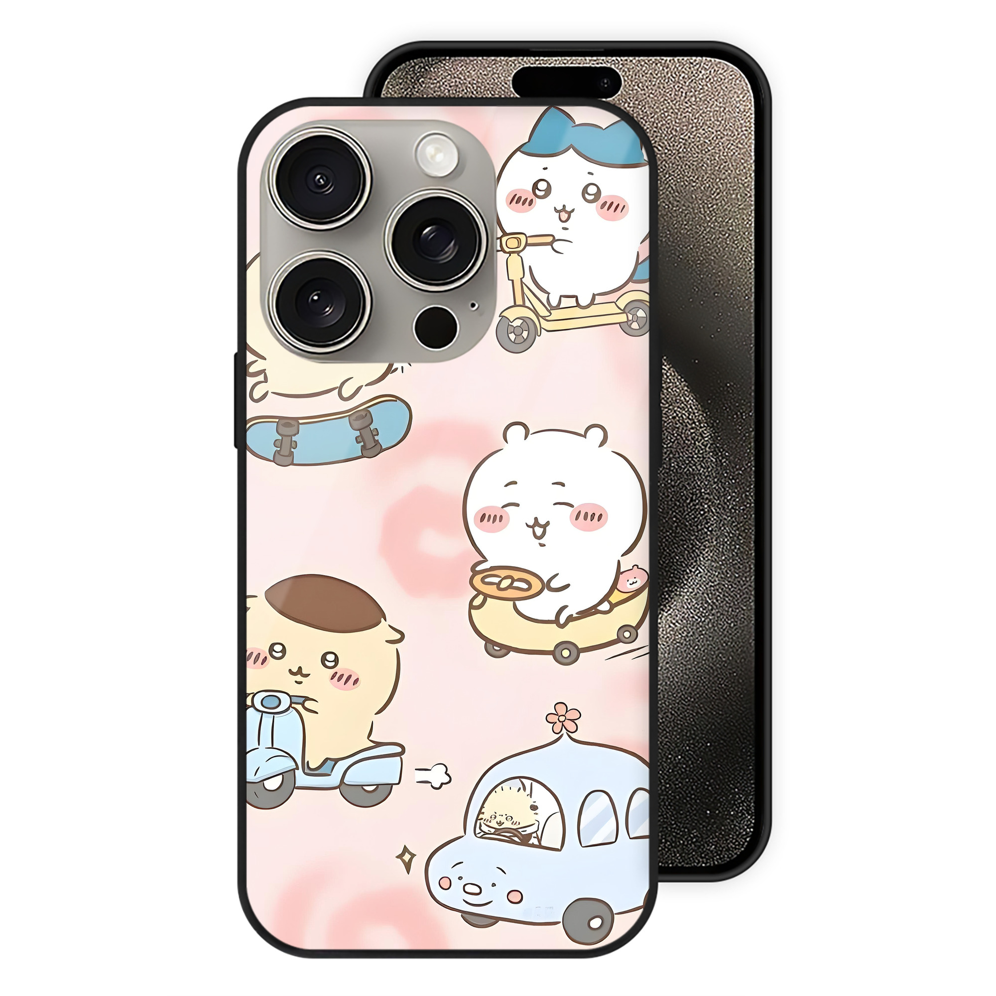 （画像用） ちいかわ Chii-kawa 【iPhone15Pro対応】スマホケース 耐衝撃＆黄変防止 背面ガラス