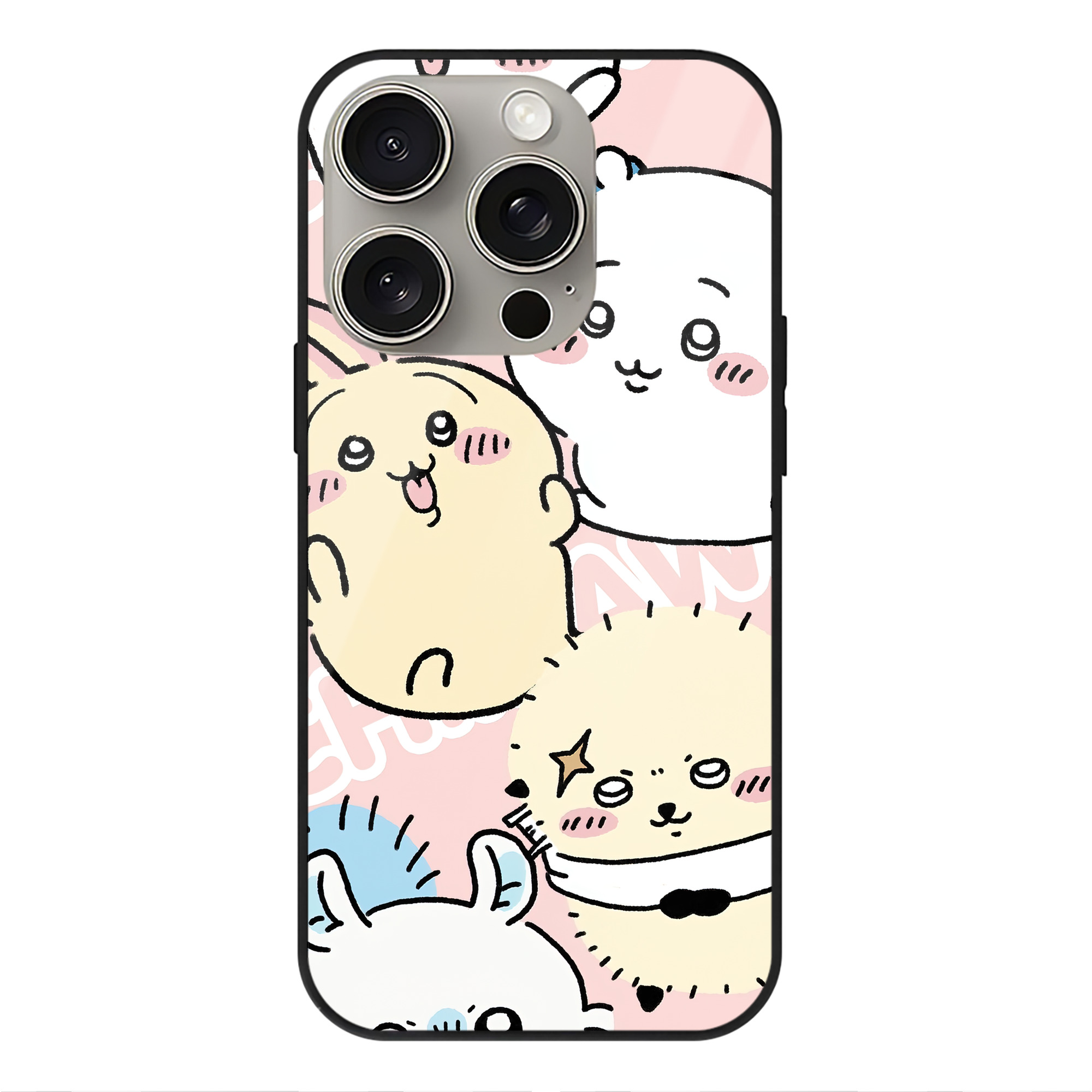 （画像用） ちいかわ Chii-kawa 【iPhone15Pro対応】スマホケース 耐衝撃＆黄変防止 背面ガラス