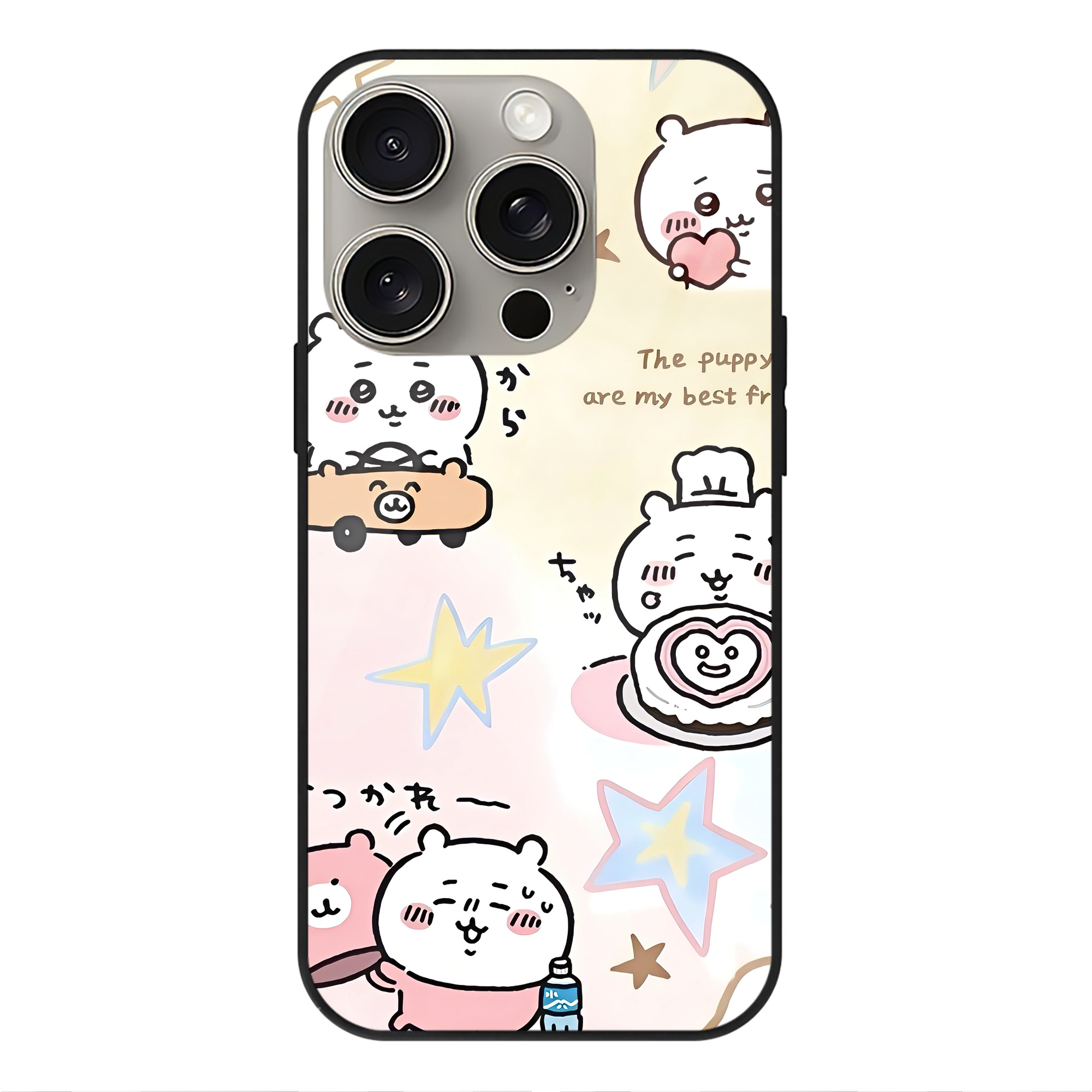 （画像用） ちいかわ Chii-kawa 【iPhone15Pro対応】スマホケース 耐衝撃＆黄変防止 背面ガラス
