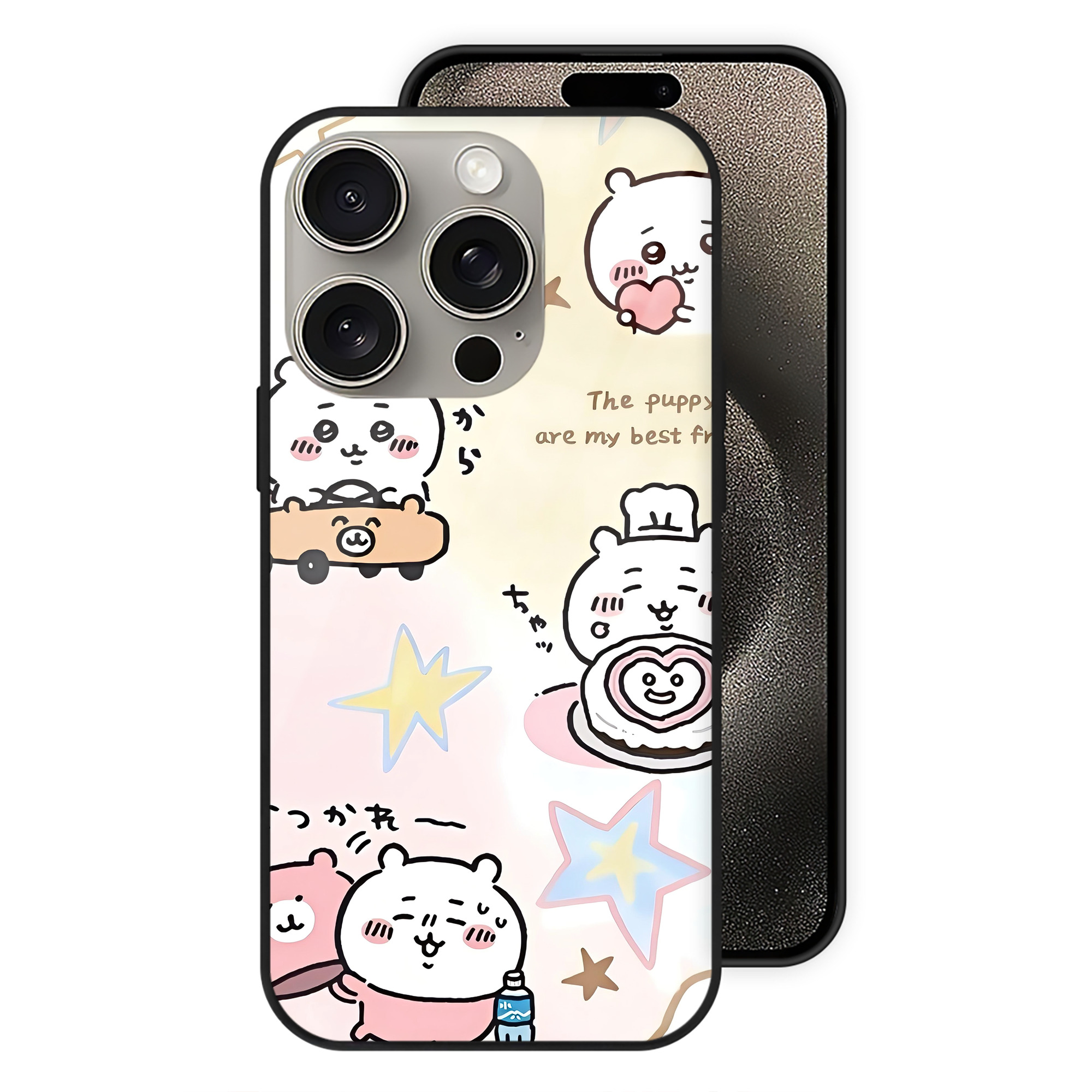 （画像用） ちいかわ Chii-kawa 【iPhone15Pro対応】スマホケース 耐衝撃＆黄変防止 背面ガラス