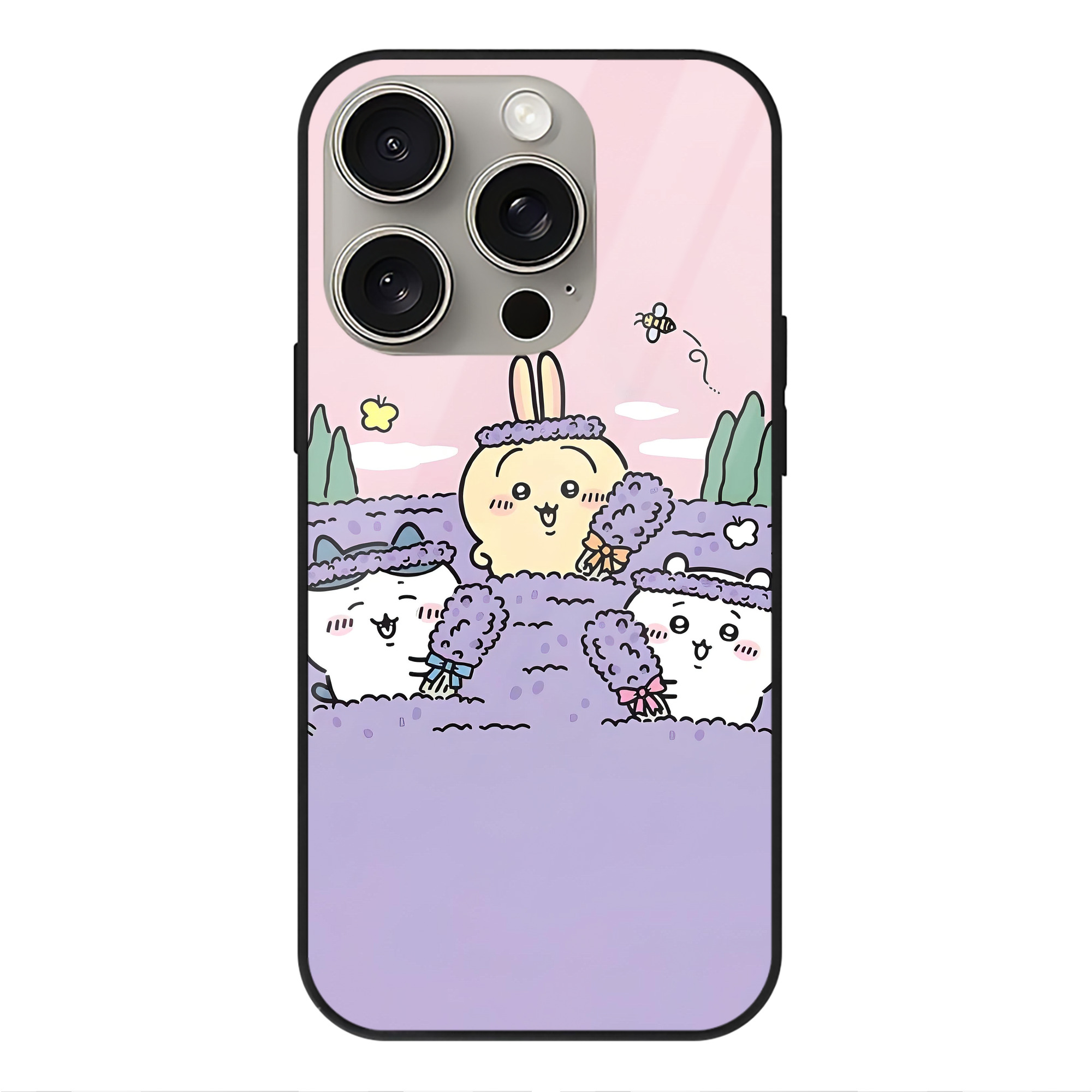 （画像用） ちいかわ Chii-kawa 【iPhone15Pro対応】スマホケース 耐衝撃＆黄変防止 背面ガラス