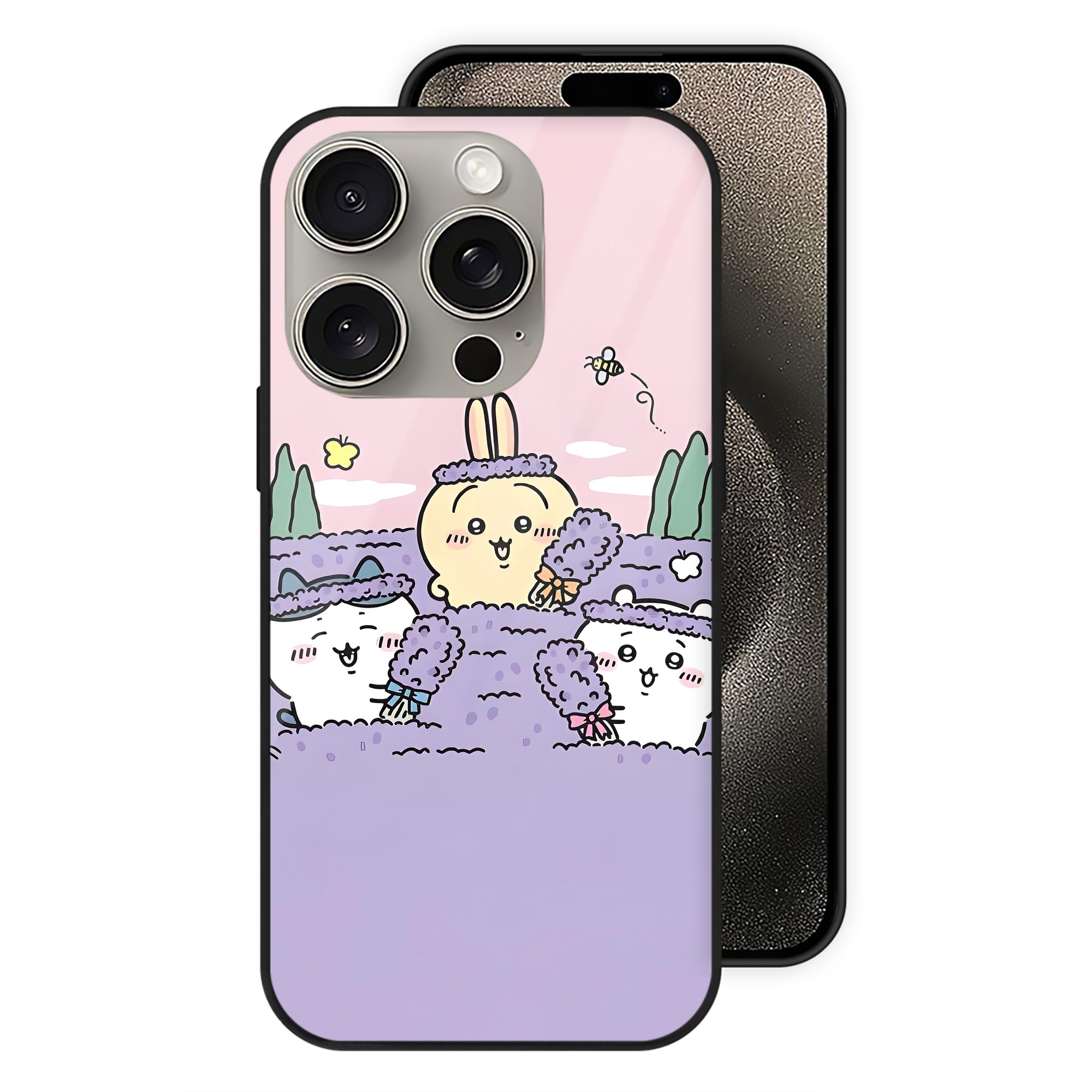 （画像用） ちいかわ Chii-kawa 【iPhone15Pro対応】スマホケース 耐衝撃＆黄変防止 背面ガラス