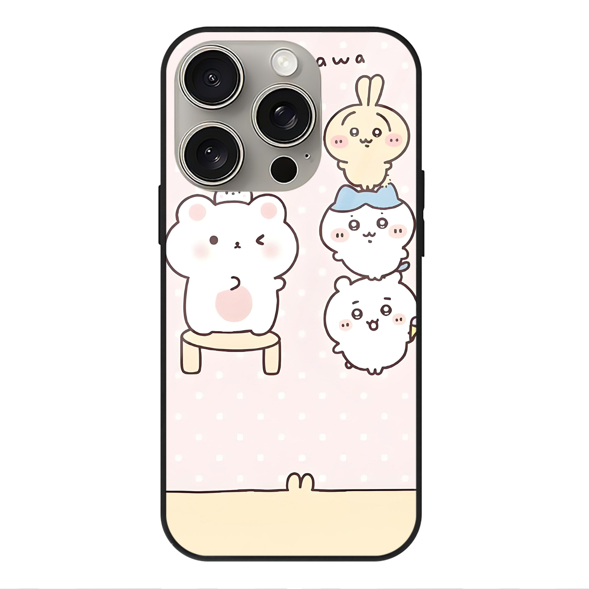 （画像用） ちいかわ Chii-kawa 【iPhone15Pro対応】スマホケース 耐衝撃＆黄変防止 背面ガラス
