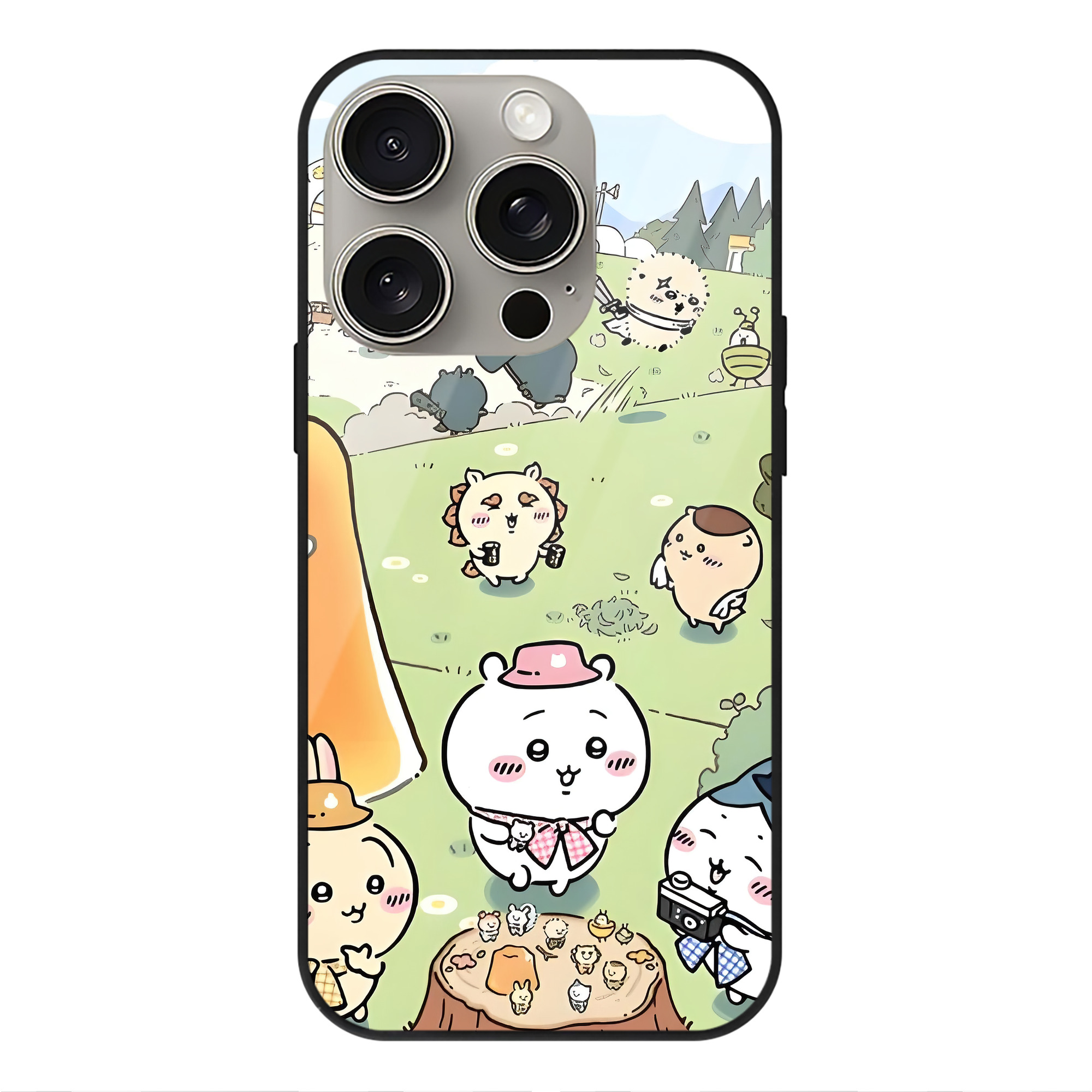 （画像用） ちいかわ Chii-kawa 【iPhone15Pro対応】スマホケース 耐衝撃＆黄変防止 背面ガラス