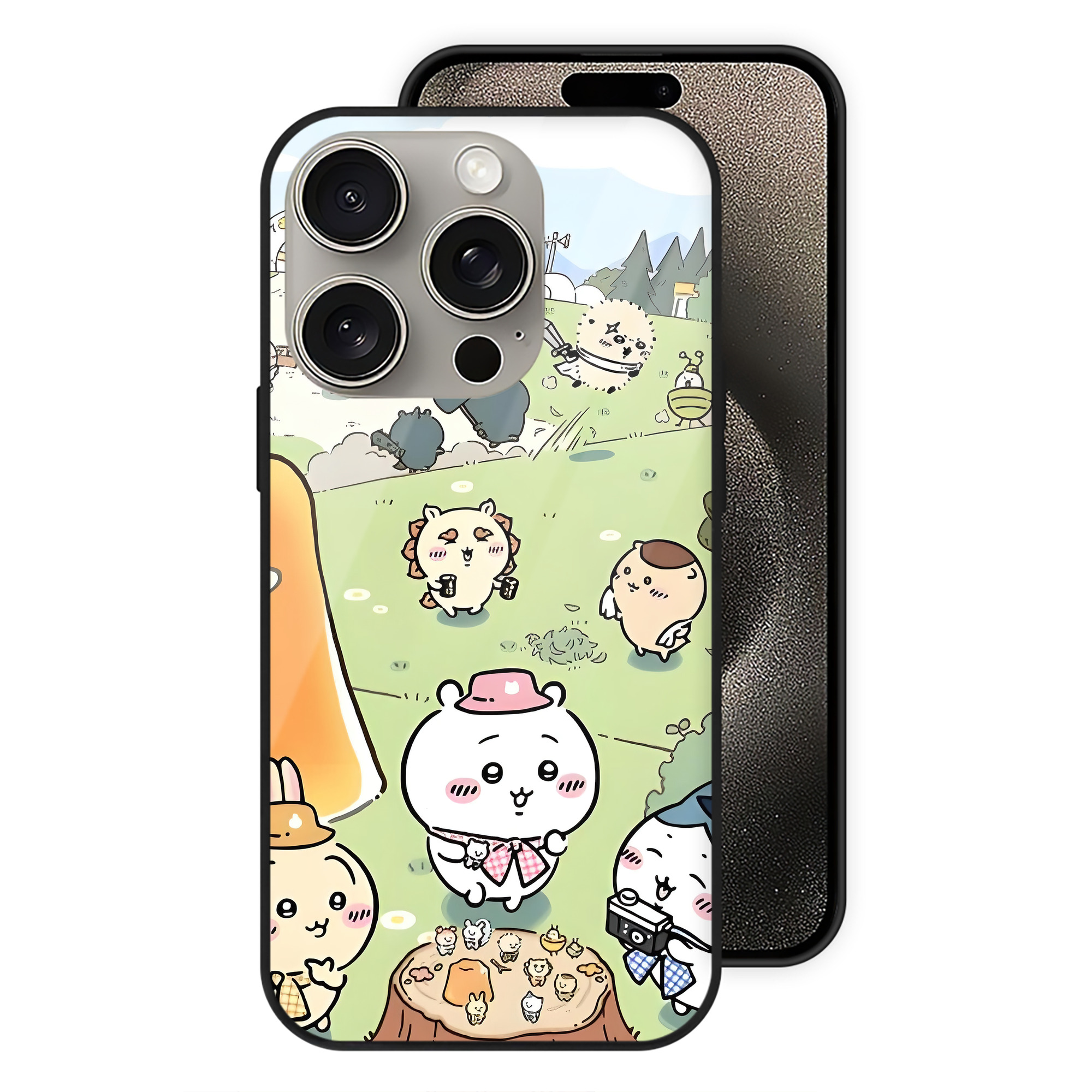 （画像用） ちいかわ Chii-kawa 【iPhone15Pro対応】スマホケース 耐衝撃＆黄変防止 背面ガラス