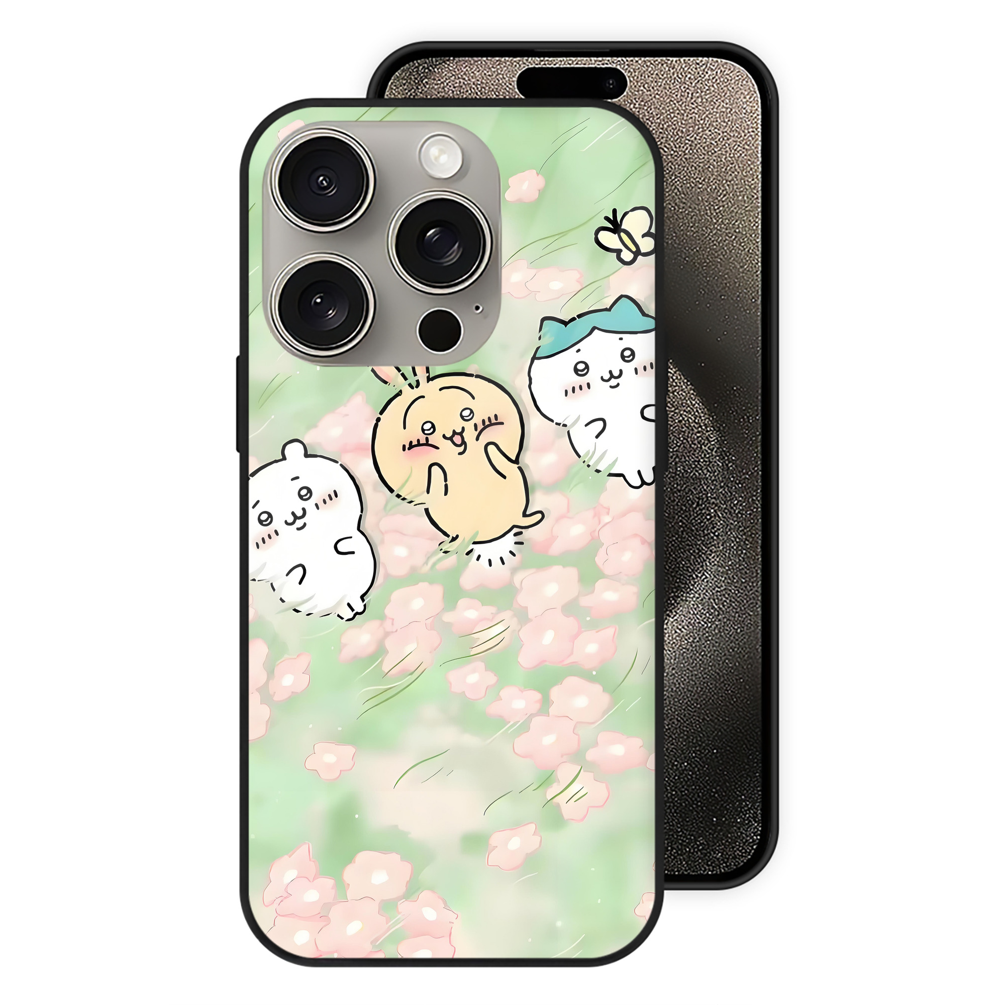 （画像用） ちいかわ Chii-kawa 【iPhone15Pro対応】スマホケース 耐衝撃＆黄変防止 背面ガラス