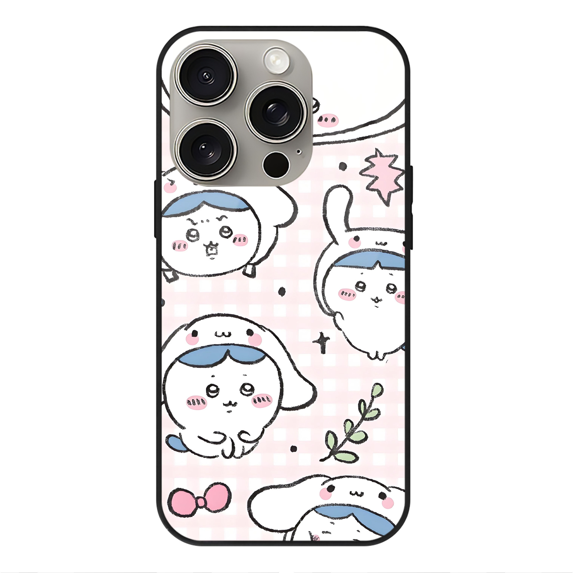 （画像用） ちいかわ Chii-kawa 【iPhone15Pro対応】スマホケース 耐衝撃＆黄変防止 背面ガラス