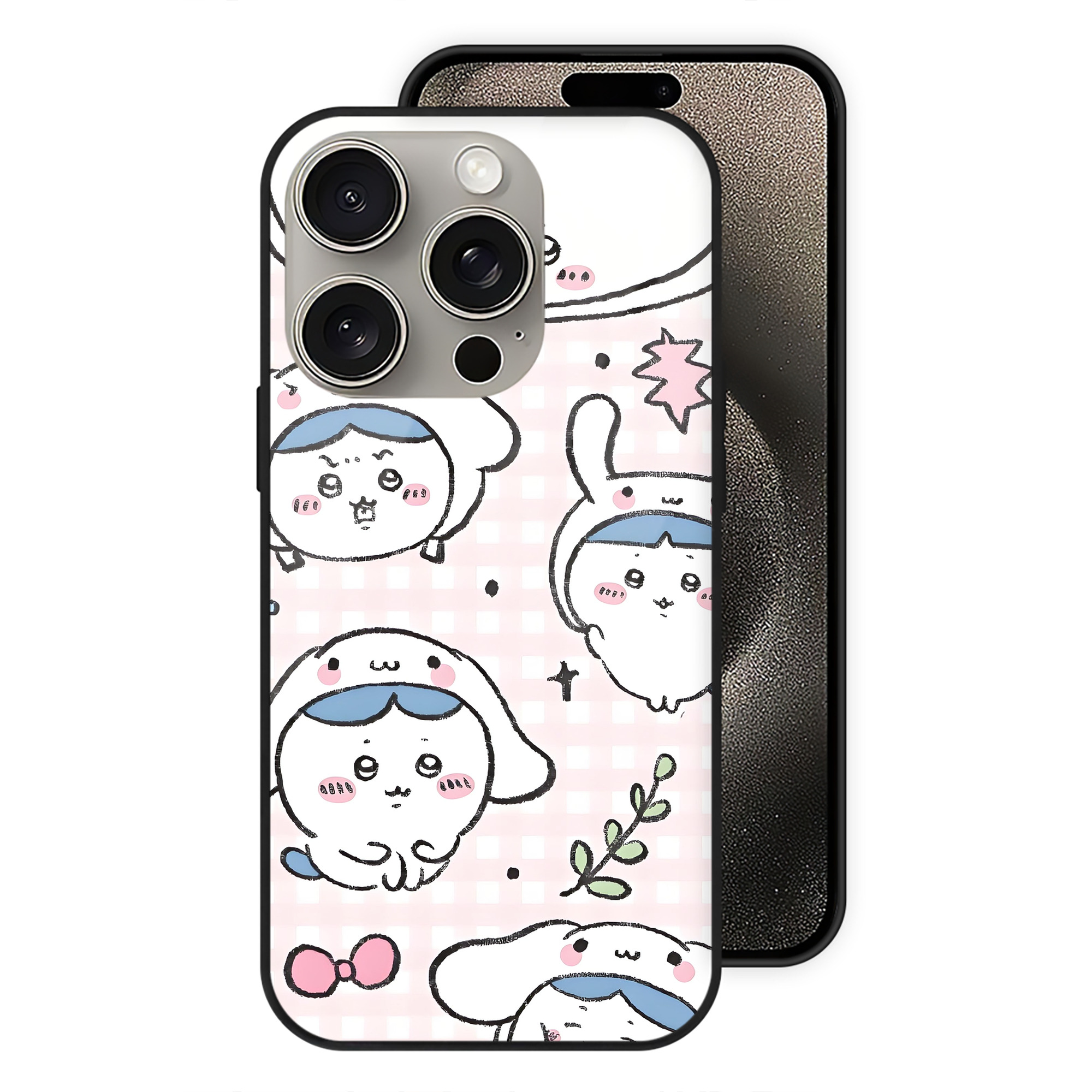 （画像用） ちいかわ Chii-kawa 【iPhone15Pro対応】スマホケース 耐衝撃＆黄変防止 背面ガラス