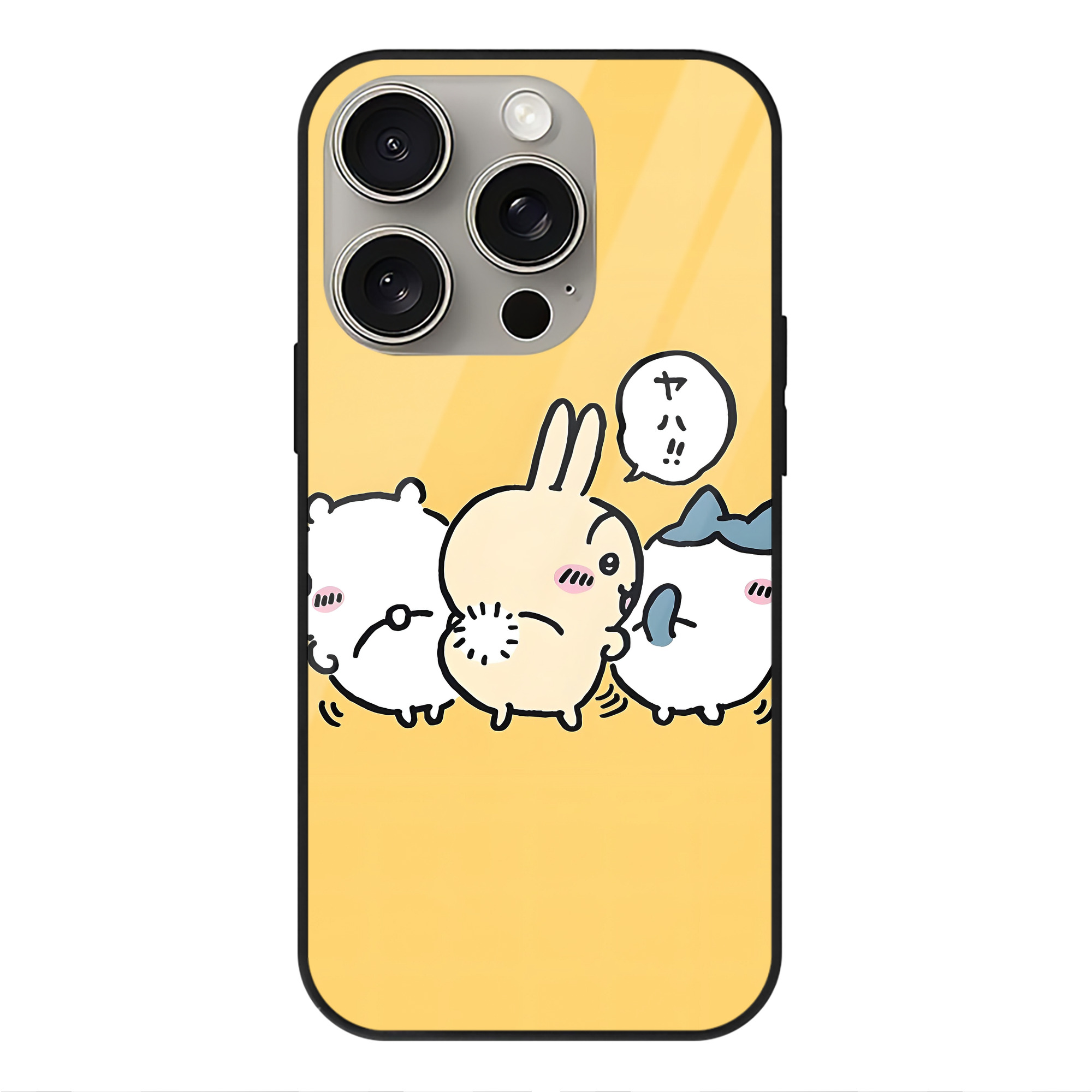 （画像用） ちいかわ Chii-kawa 【iPhone15Pro対応】スマホケース 耐衝撃＆黄変防止 背面ガラス