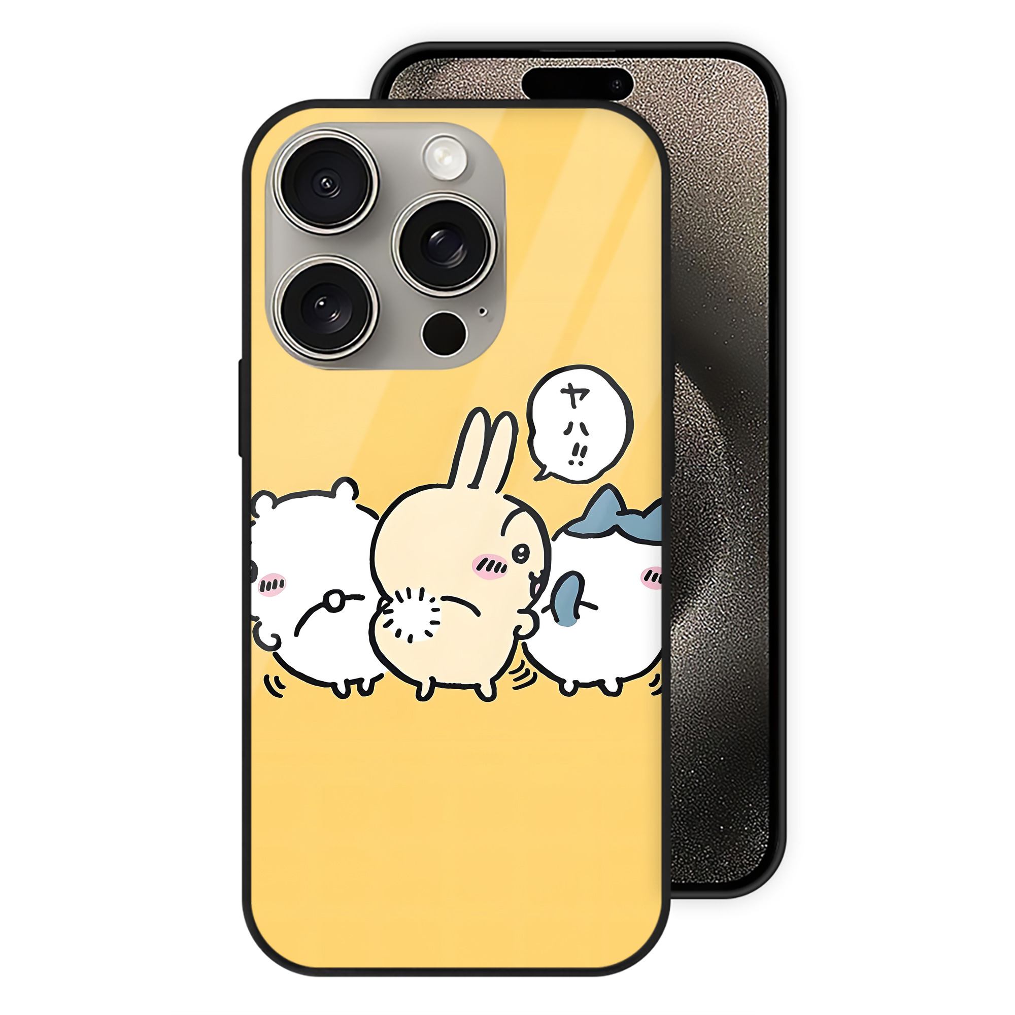 （画像用） ちいかわ Chii-kawa 【iPhone15Pro対応】スマホケース 耐衝撃＆黄変防止 背面ガラス