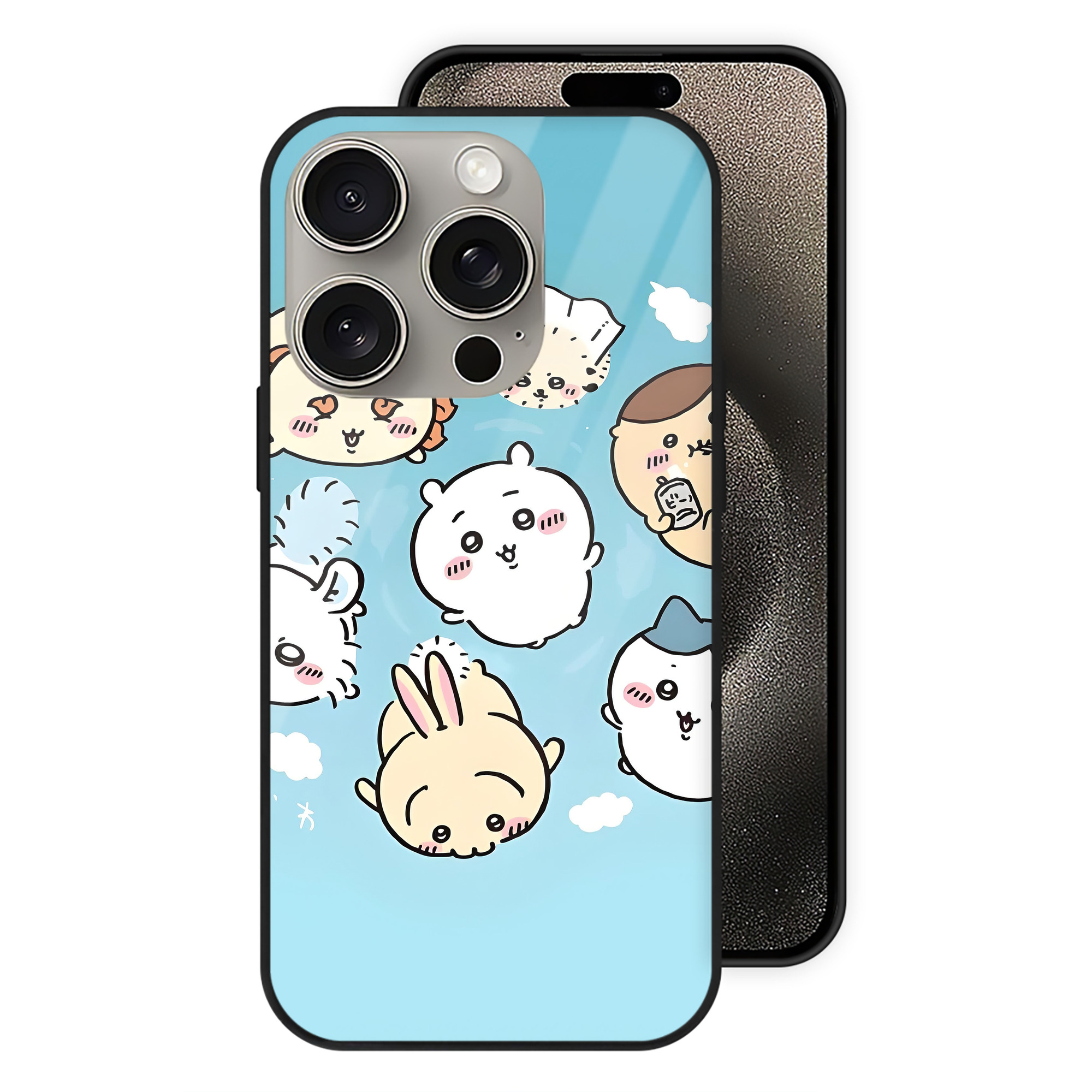 （画像用） ちいかわ Chii-kawa 【iPhone15Pro対応】スマホケース 耐衝撃＆黄変防止 背面ガラス